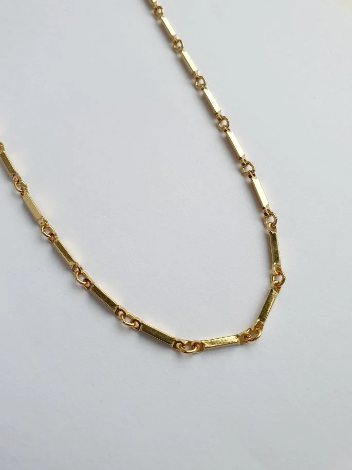 Vintage Gold Plated Bar Link Chain Necklace - Image 2