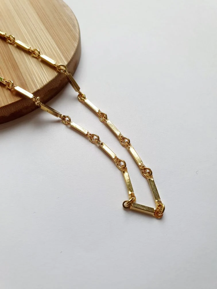 Vintage Gold Plated Bar Link Chain Necklace - Image 4