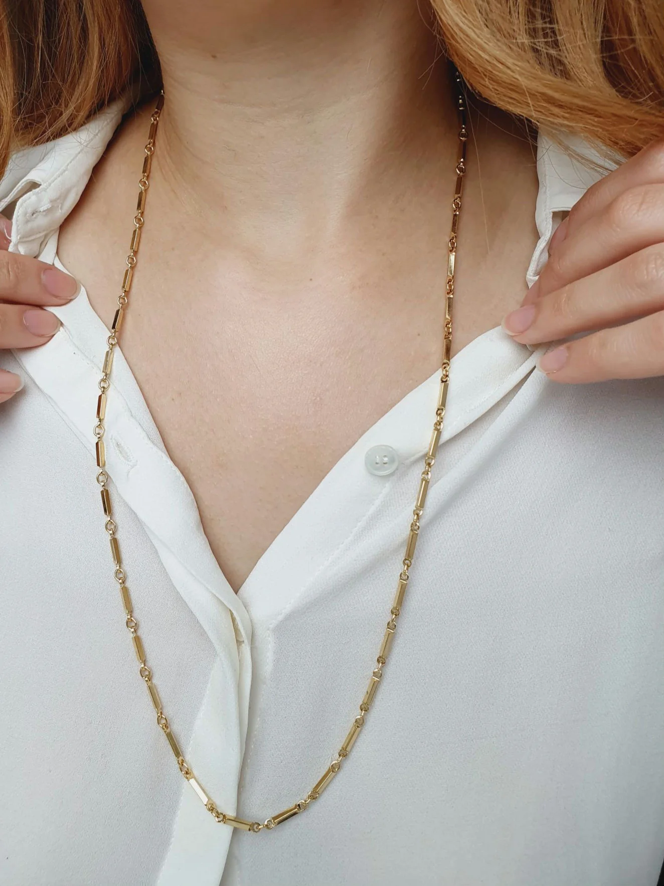 Vintage Gold Plated Bar Link Chain Necklace - Image 8