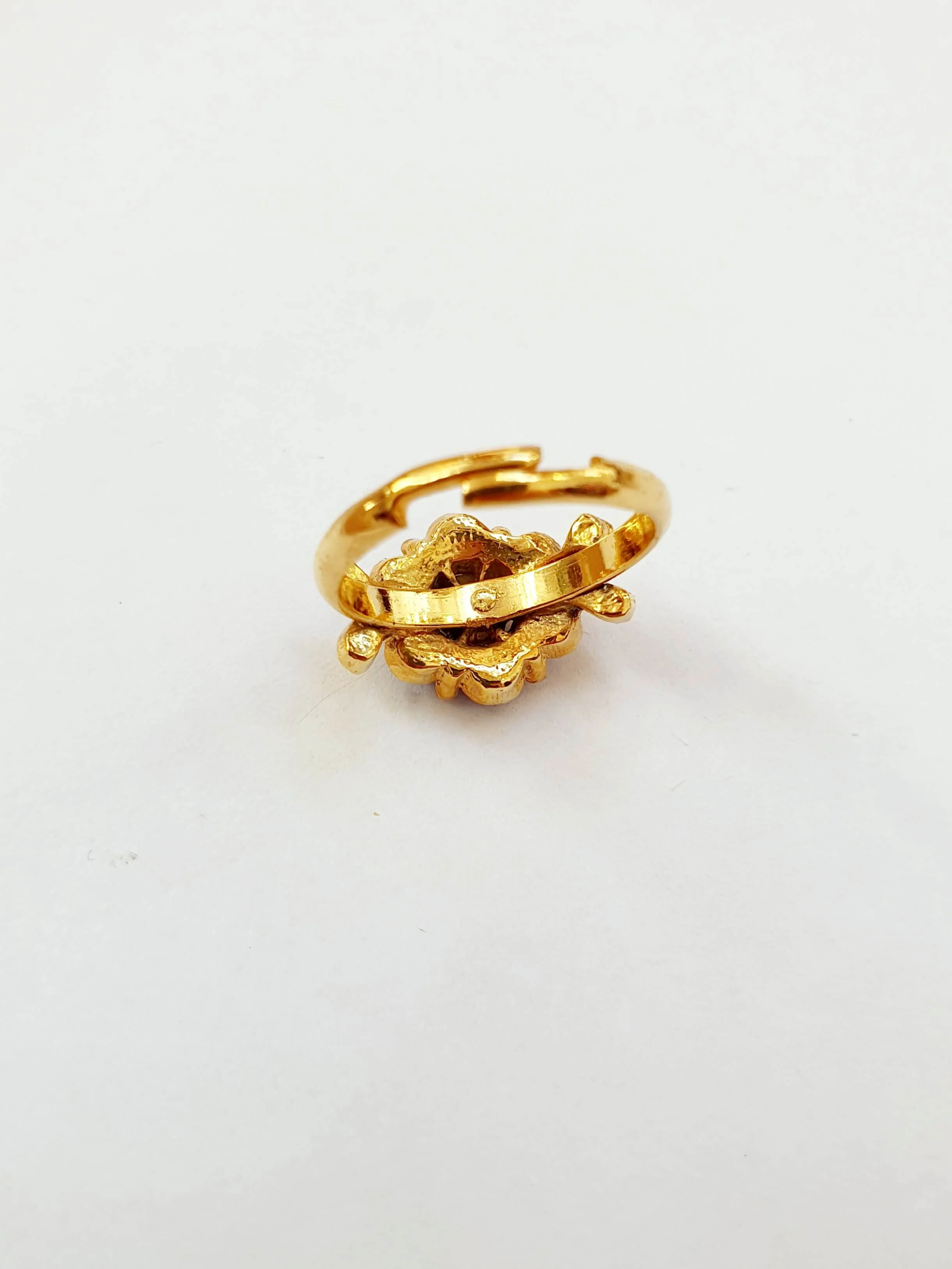 Vintage Gold Plated Blue Crystal Flower Cocktail Ring - Image 5