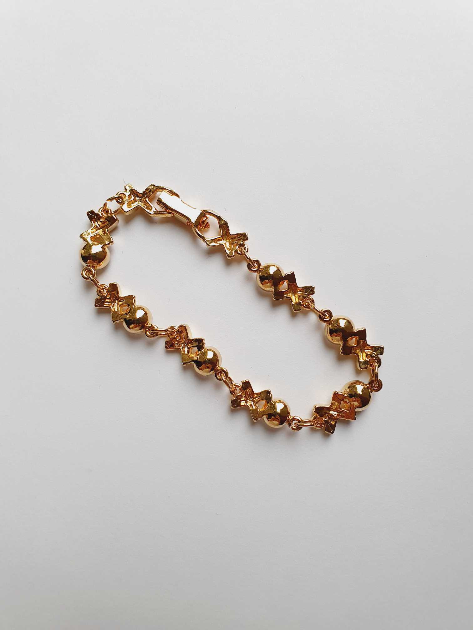 Vintage Gold Plated Bracelet with Clear Crystals - Image 4