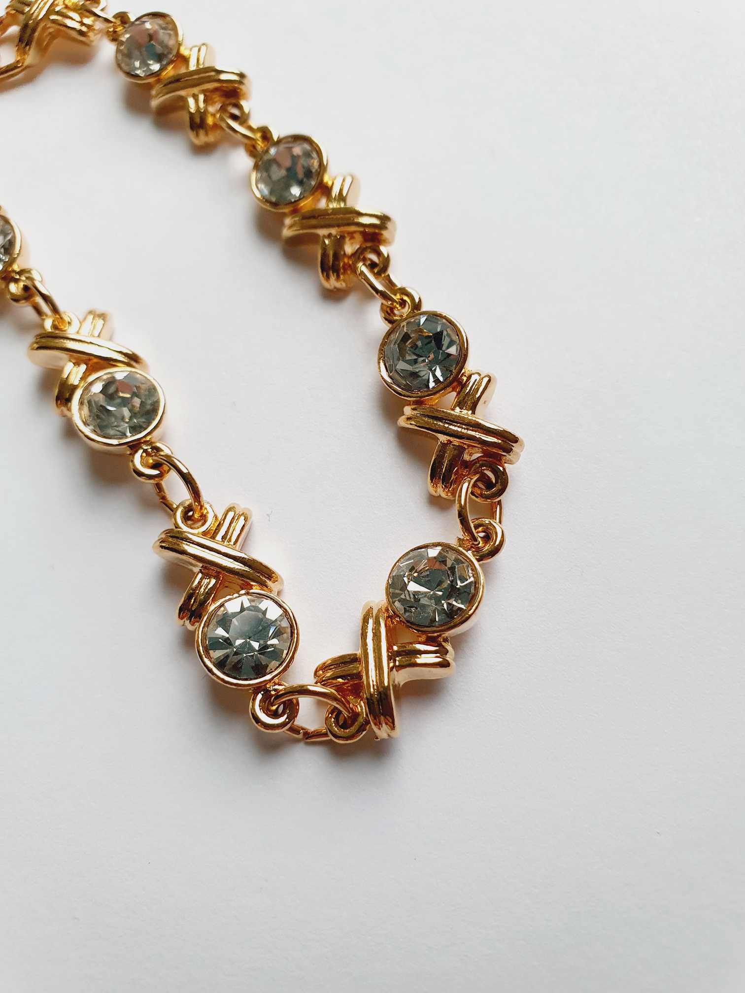Vintage Gold Plated Bracelet with Clear Crystals - Image 5