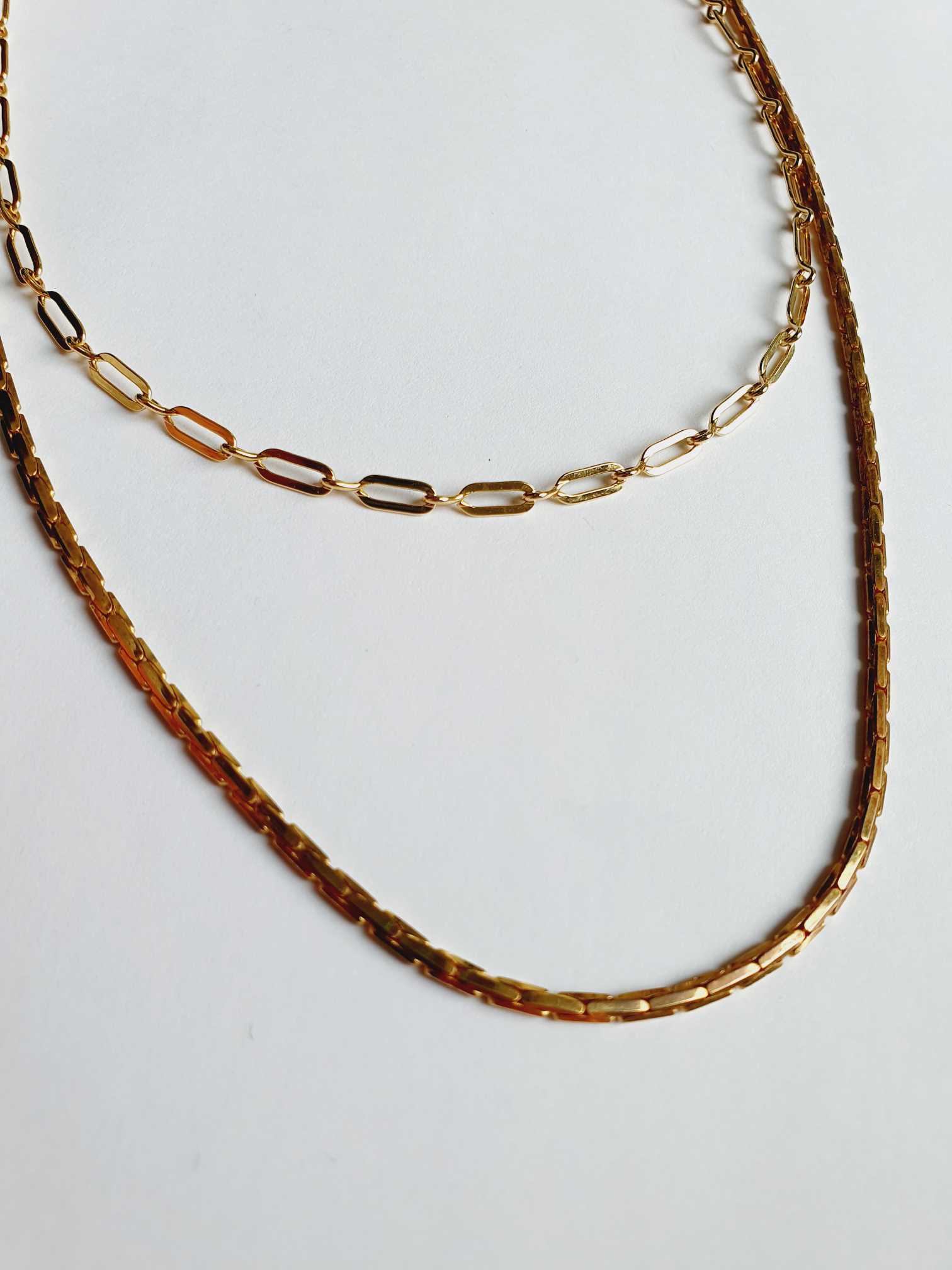 Vintage Gold Plated Chain Layering Set Three