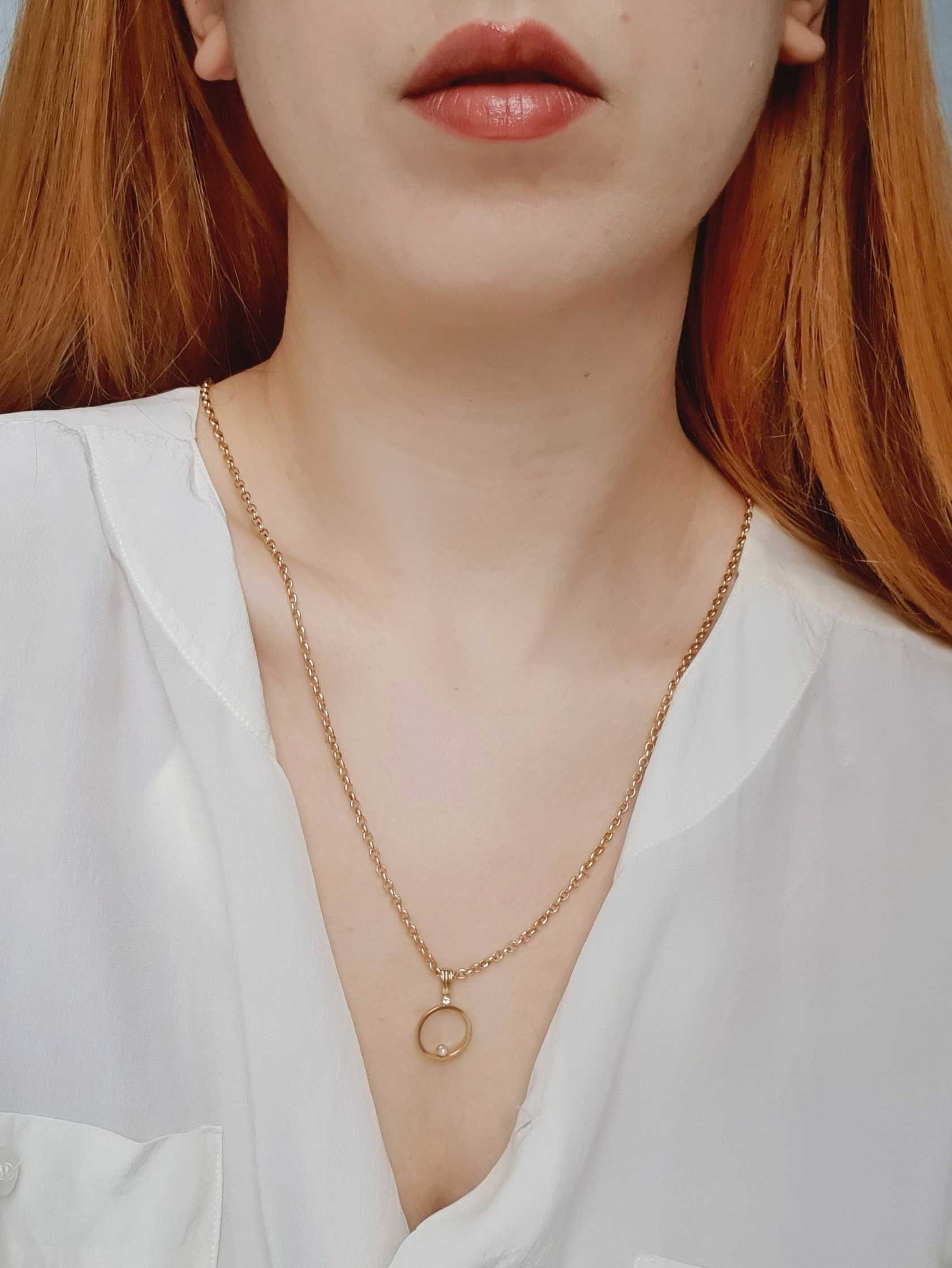 Vintage Gold Plated Chain Necklace with Charm - Image 2