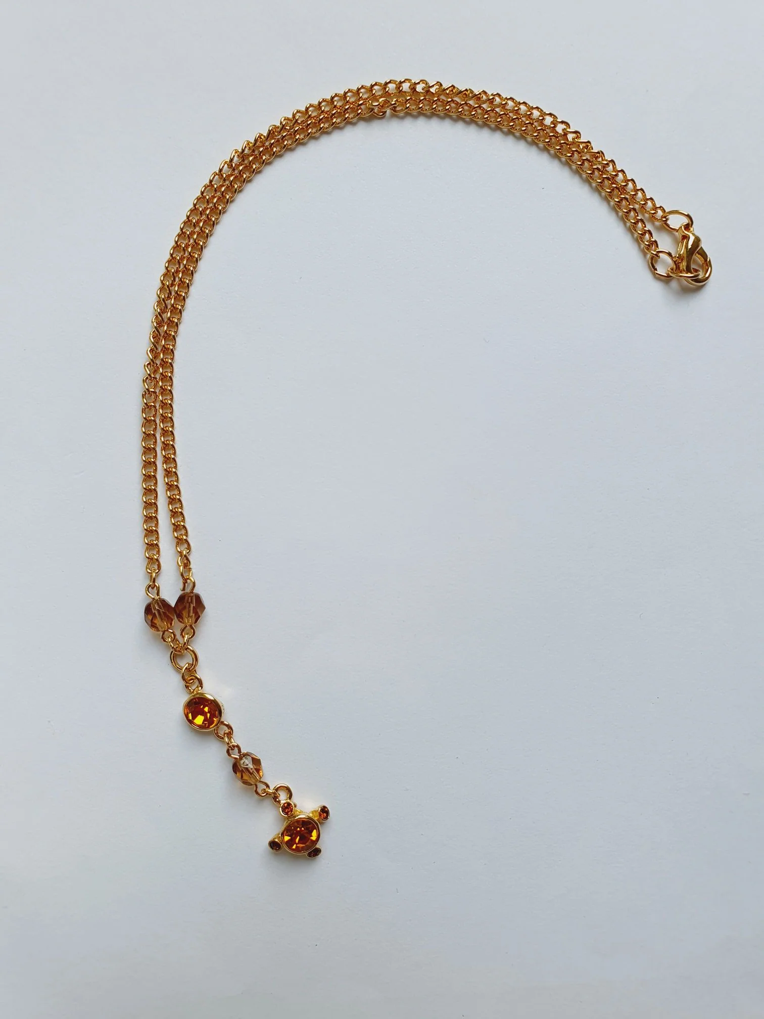 Vintage Gold Plated Chain Necklace with Copper Crystals - Image 4