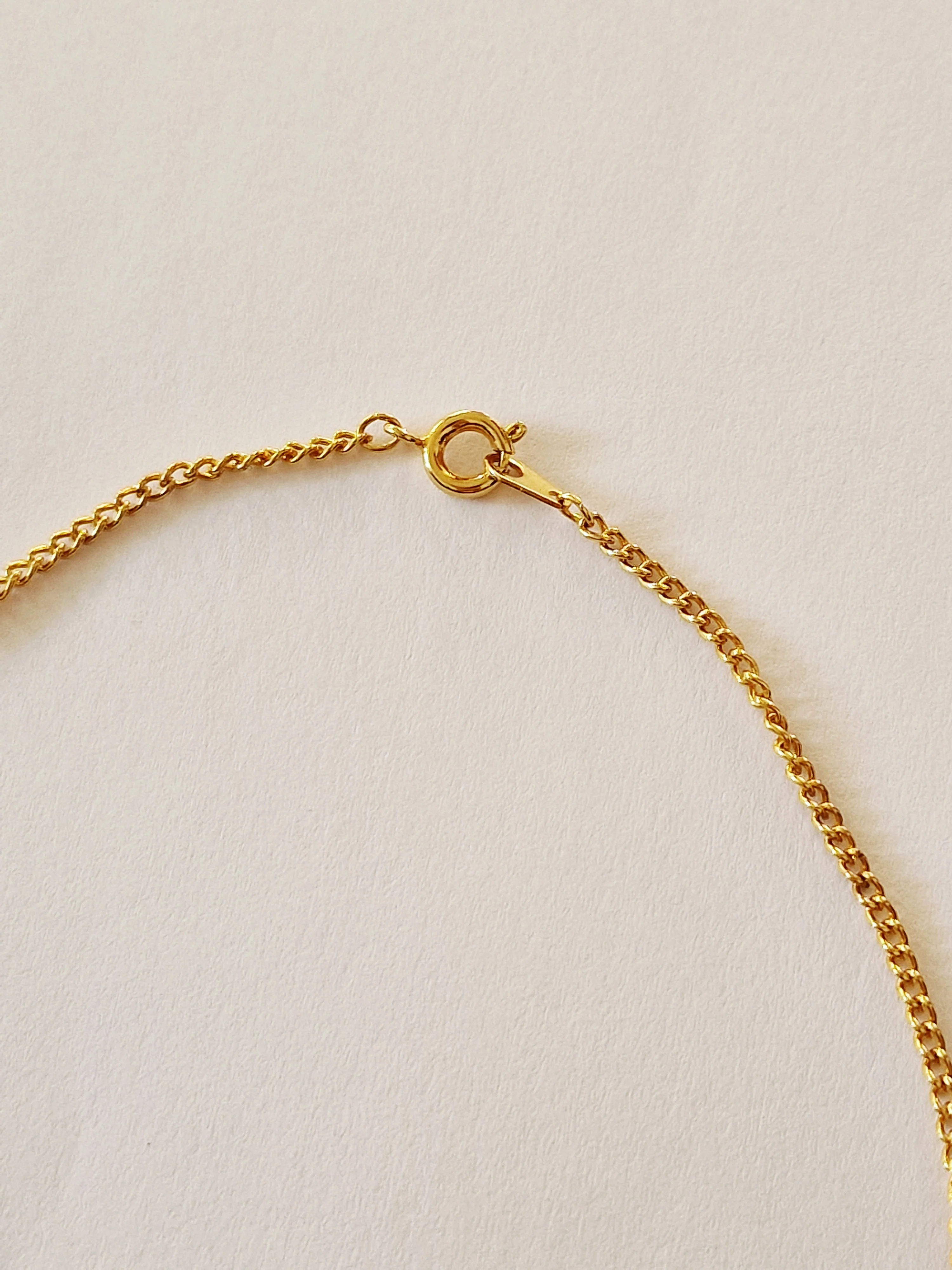 Vintage Gold Plated Chain Necklace with Pearl & Green Crystal Charm - Image 5