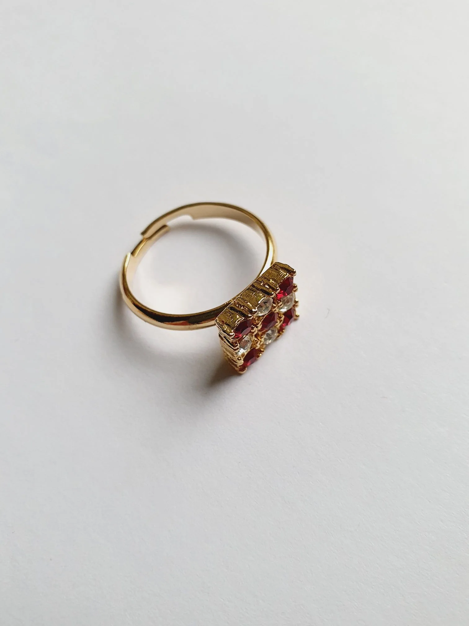 Vintage Gold Plated Checkerboard Crystal Ring - Image 3