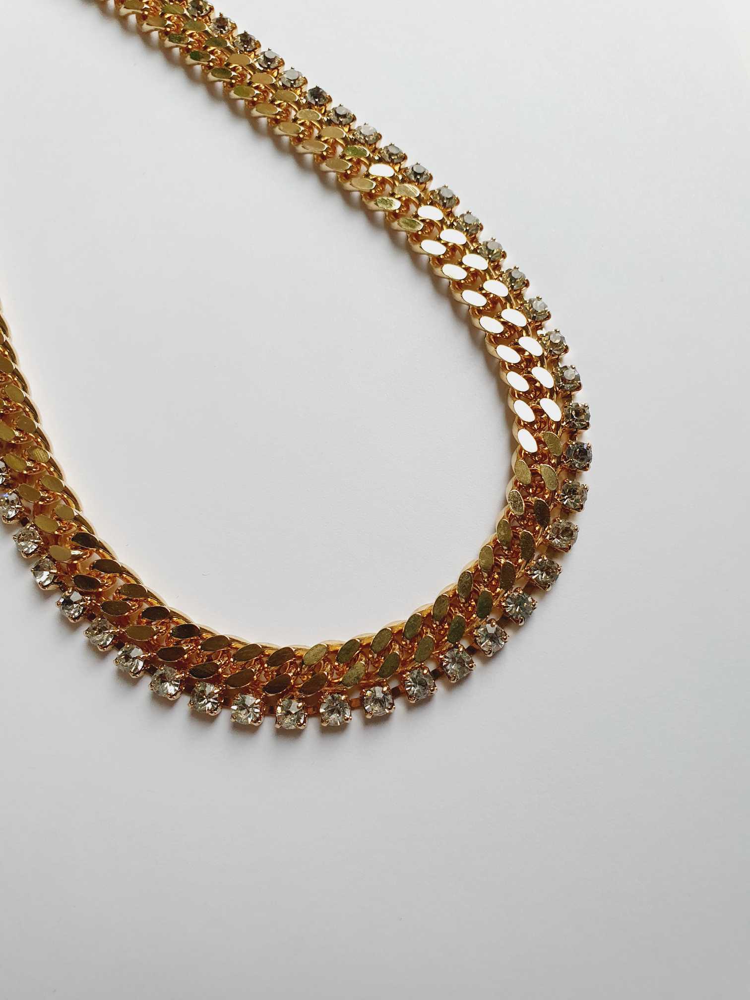 Vintage Gold Plated Chunky Crystal Necklace - Image 3