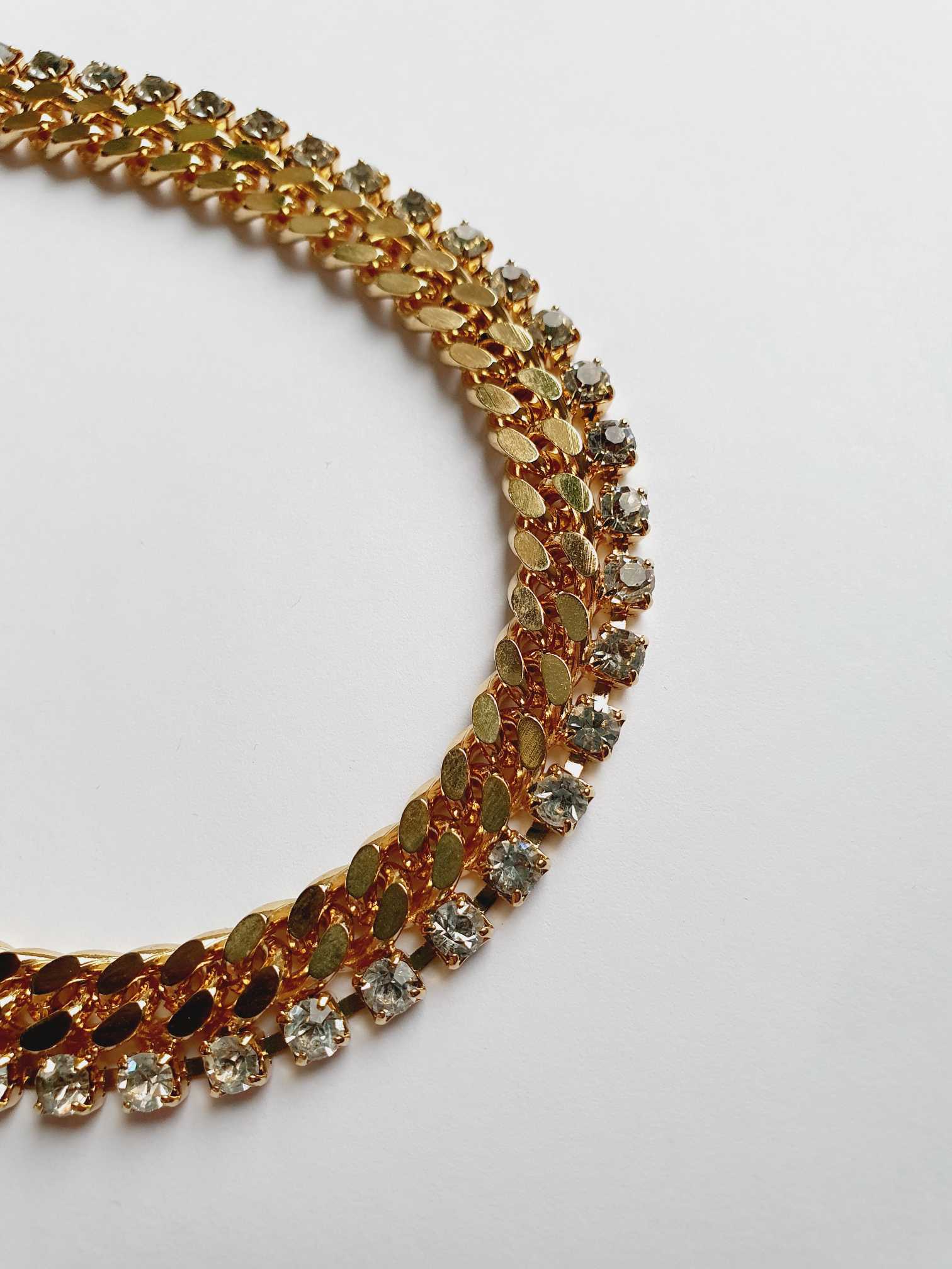 Vintage Gold Plated Chunky Crystal Necklace - Image 4