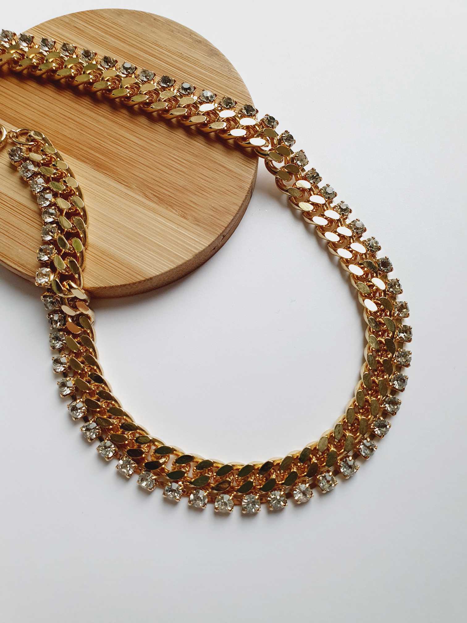 Vintage Gold Plated Chunky Crystal Necklace - Image 6