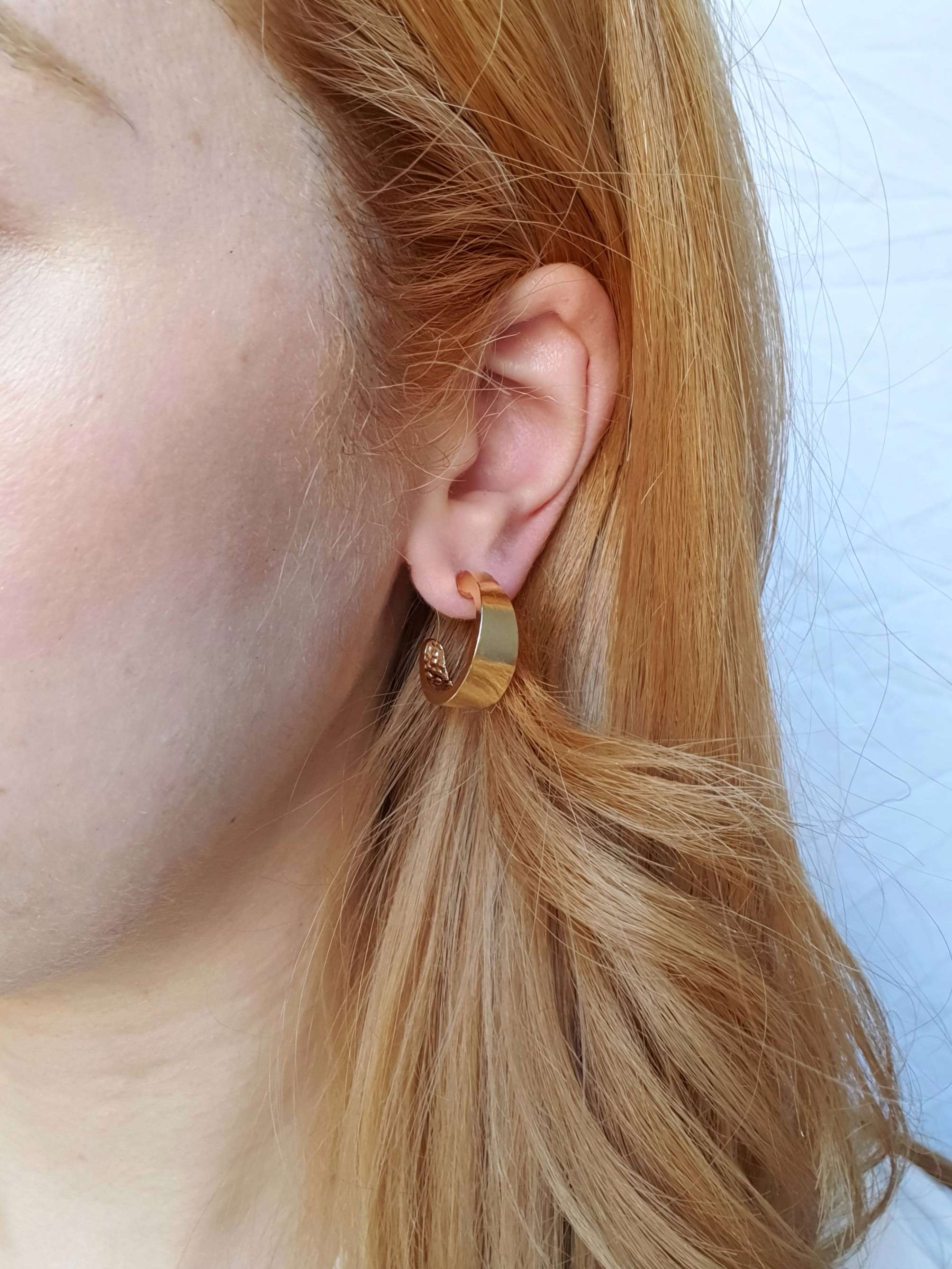 Vintage Gold Plated Chunky Hoop Earrings - Image 2