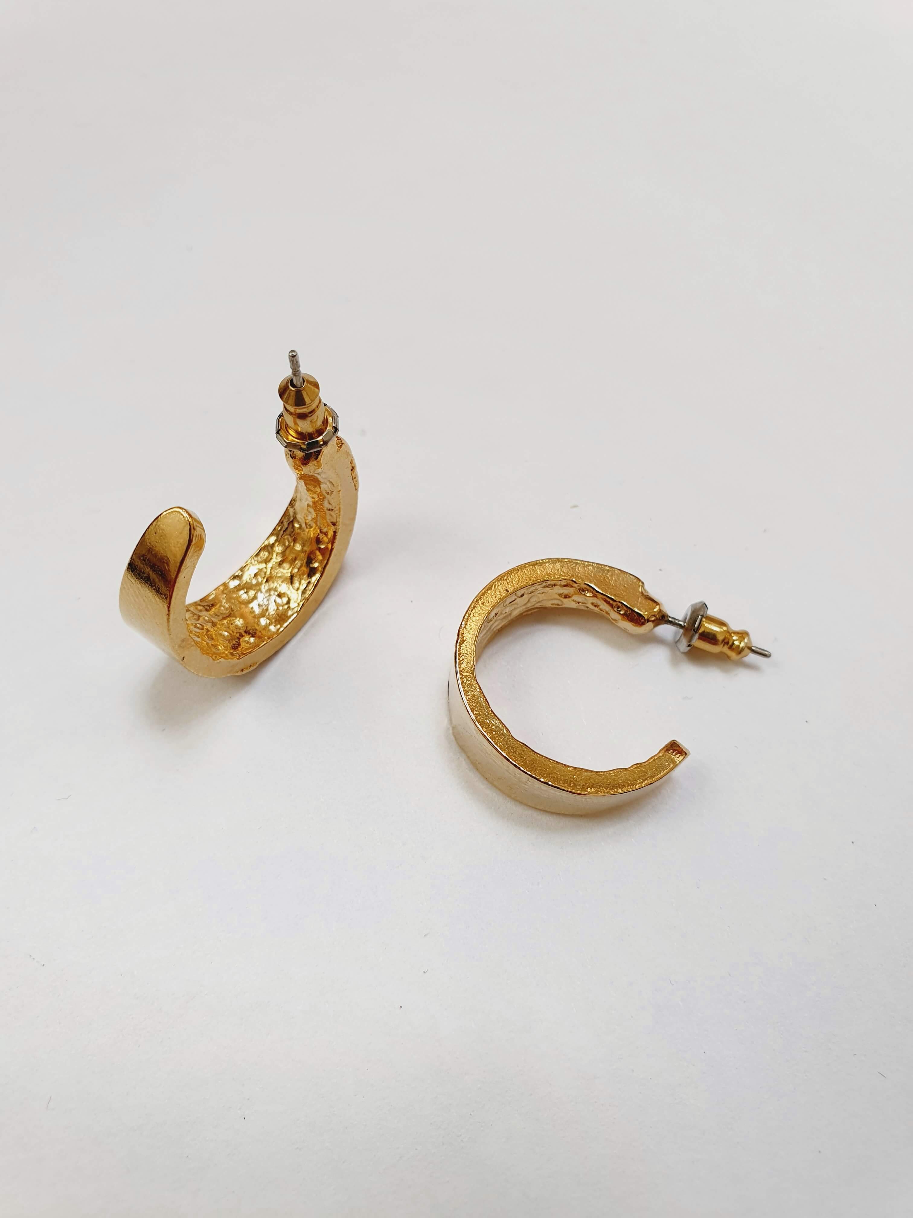 Vintage Gold Plated Chunky Hoop Earrings - Image 3