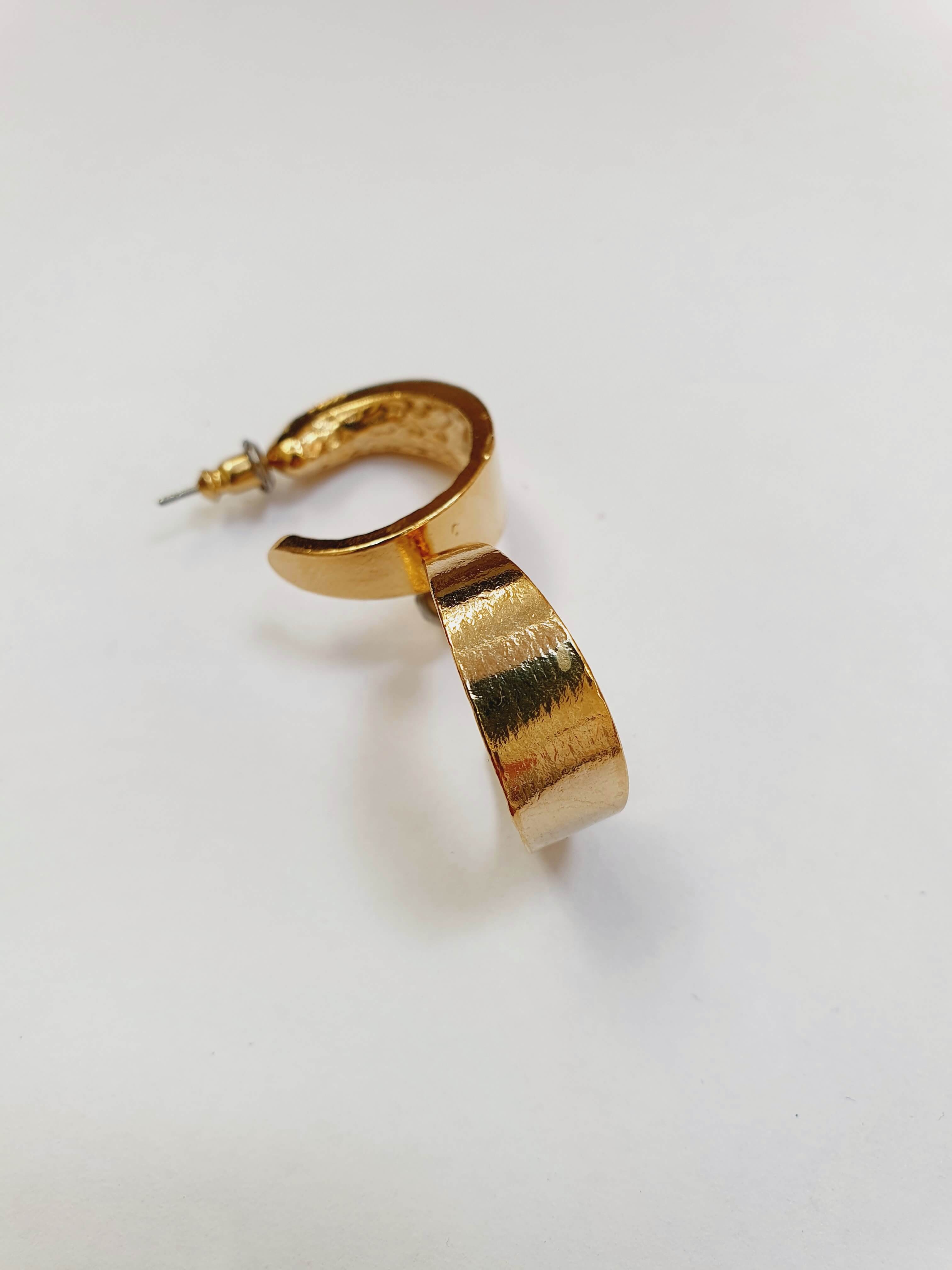 Vintage Gold Plated Chunky Hoop Earrings - Image 4