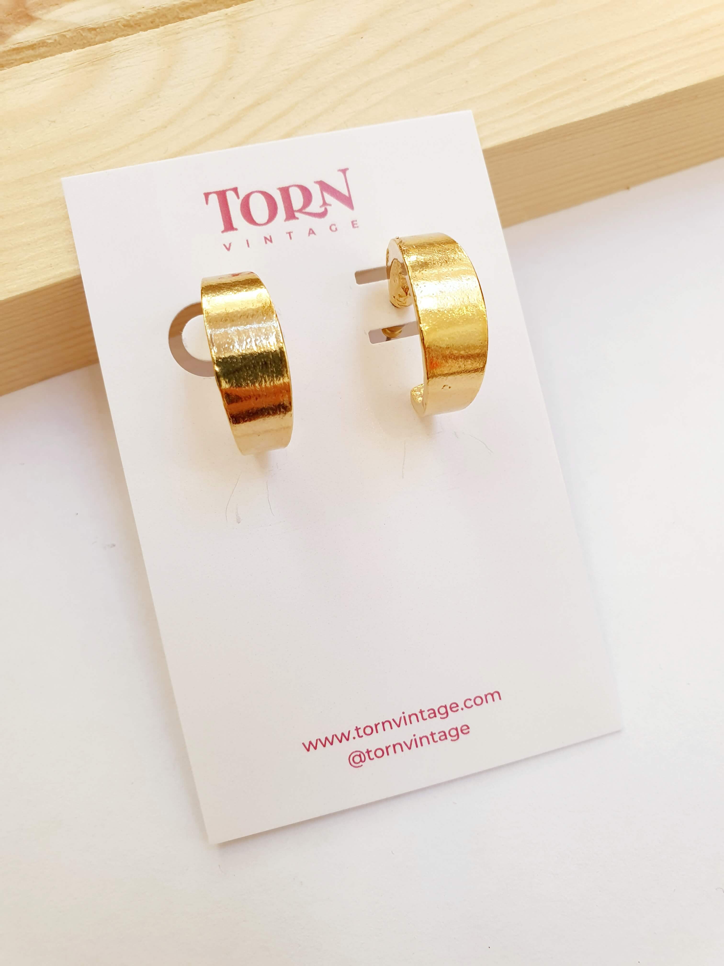 Vintage Gold Plated Chunky Hoop Earrings - Image 5