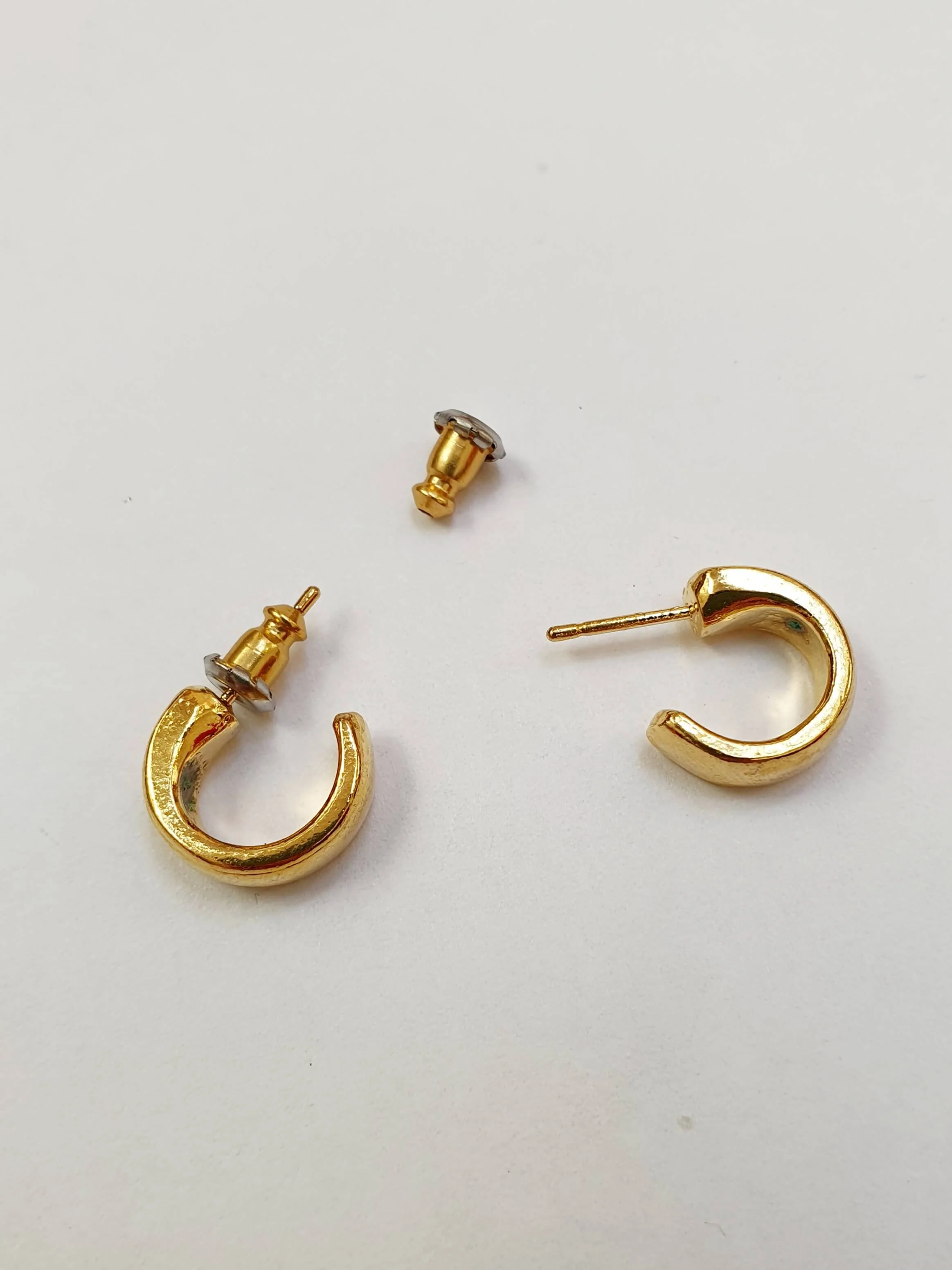 Vintage Gold Plated Chunky Micro Hoop Earrings - Image 3
