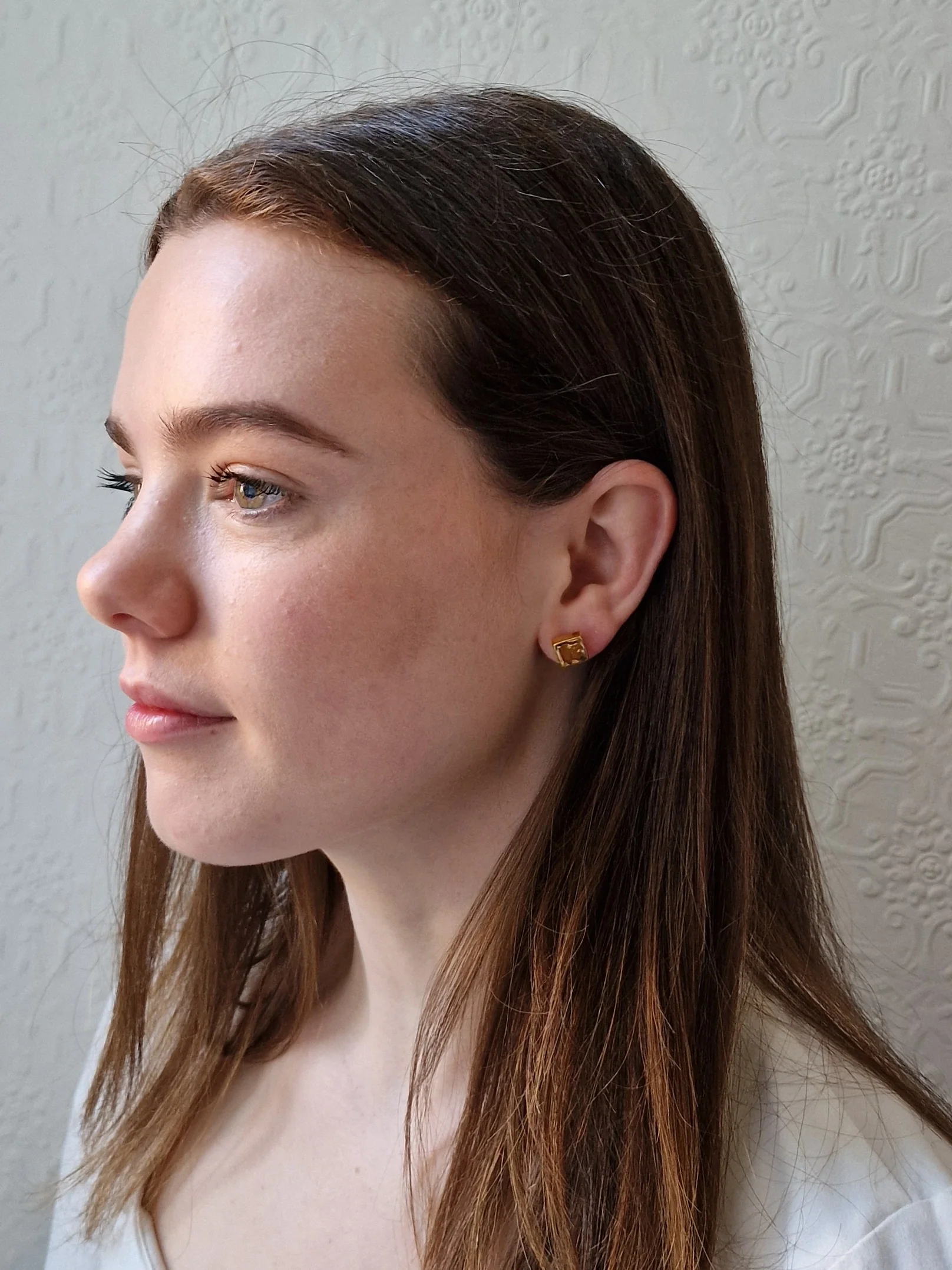 Vintage Gold Plated Chunky Square Stud Earrings - Image 4