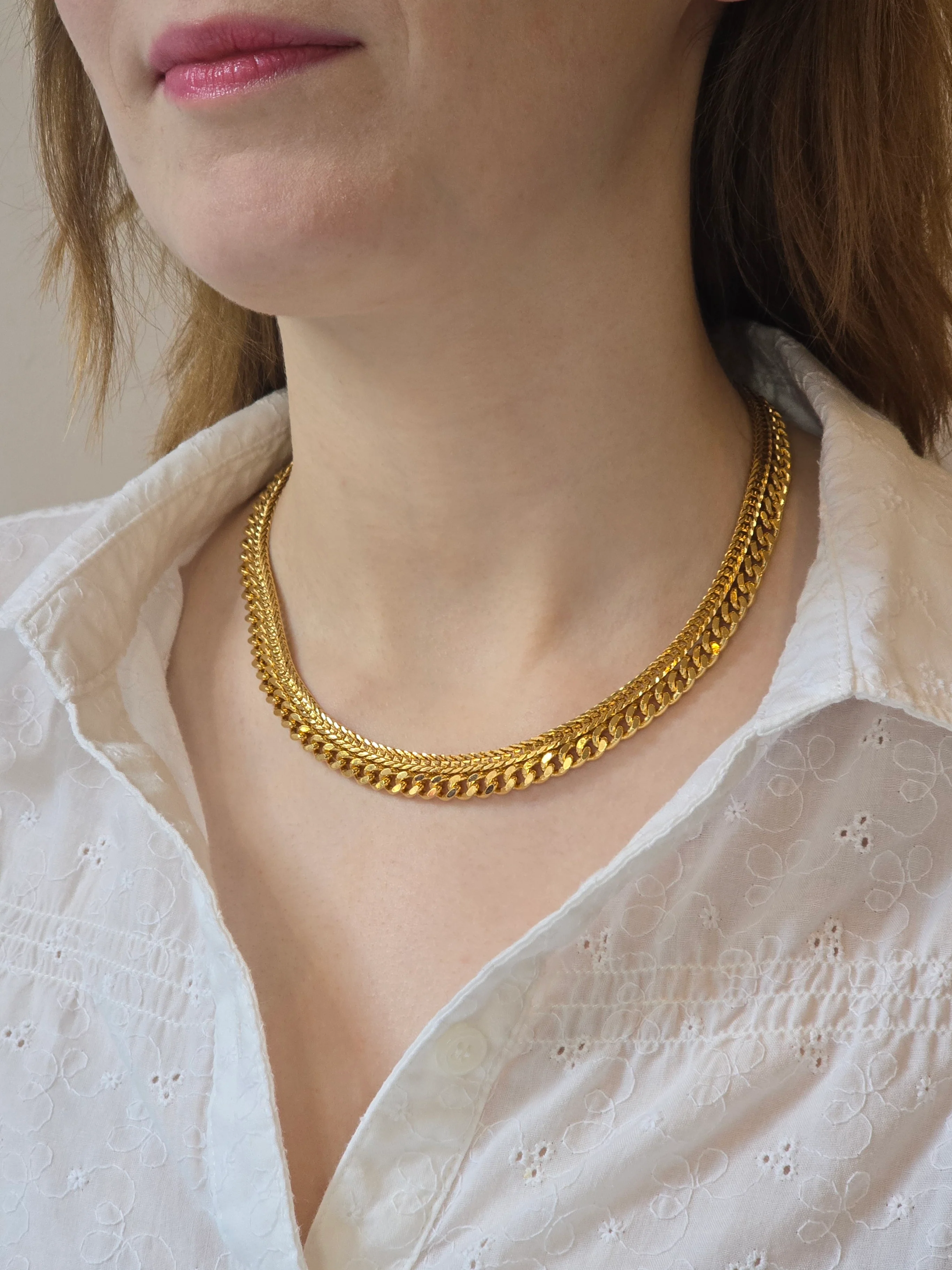 Vintage Gold Plated Chunky Statement Cable Chain Necklace - Image 2