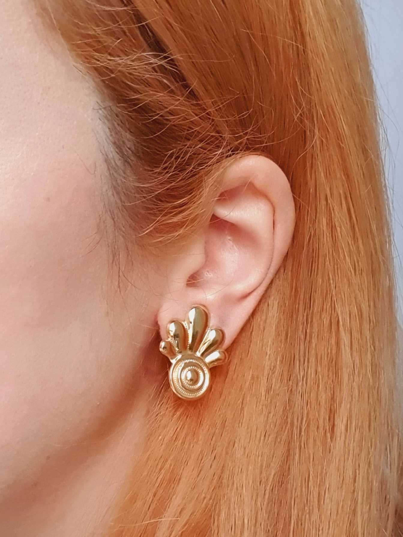 Vintage Gold Plated Clip On Statement Earrings - Image 2