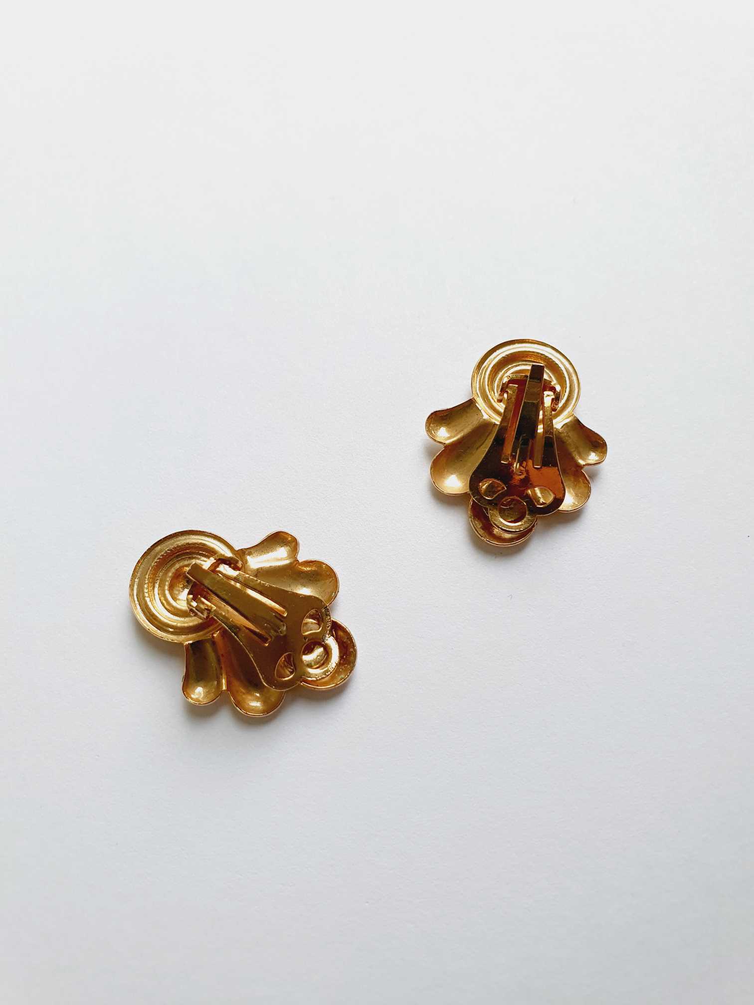 Vintage Gold Plated Clip On Statement Earrings - Image 6