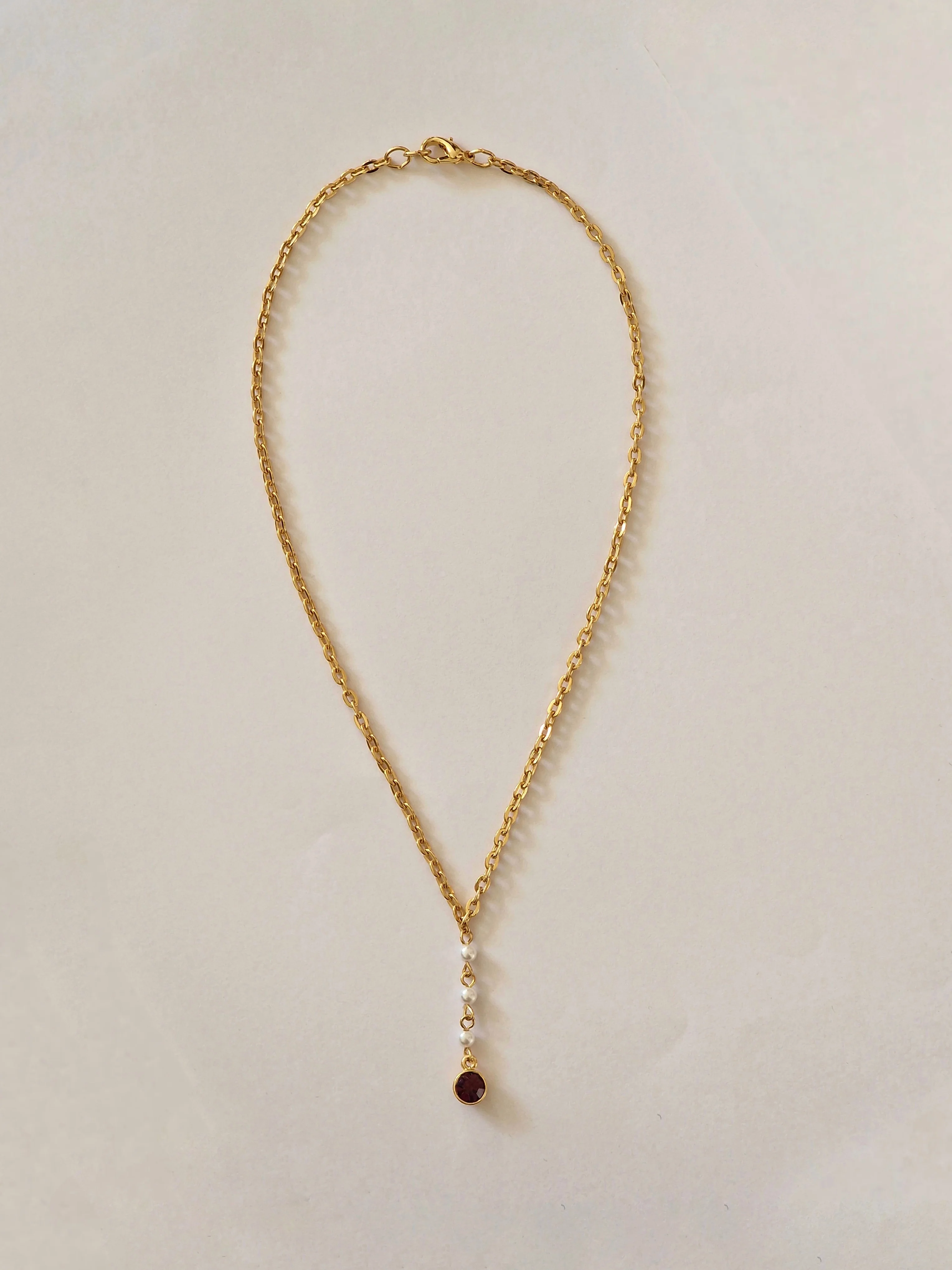 Vintage Gold Plated Purple Crystal Charm Necklace and Earring Set - Image 3
