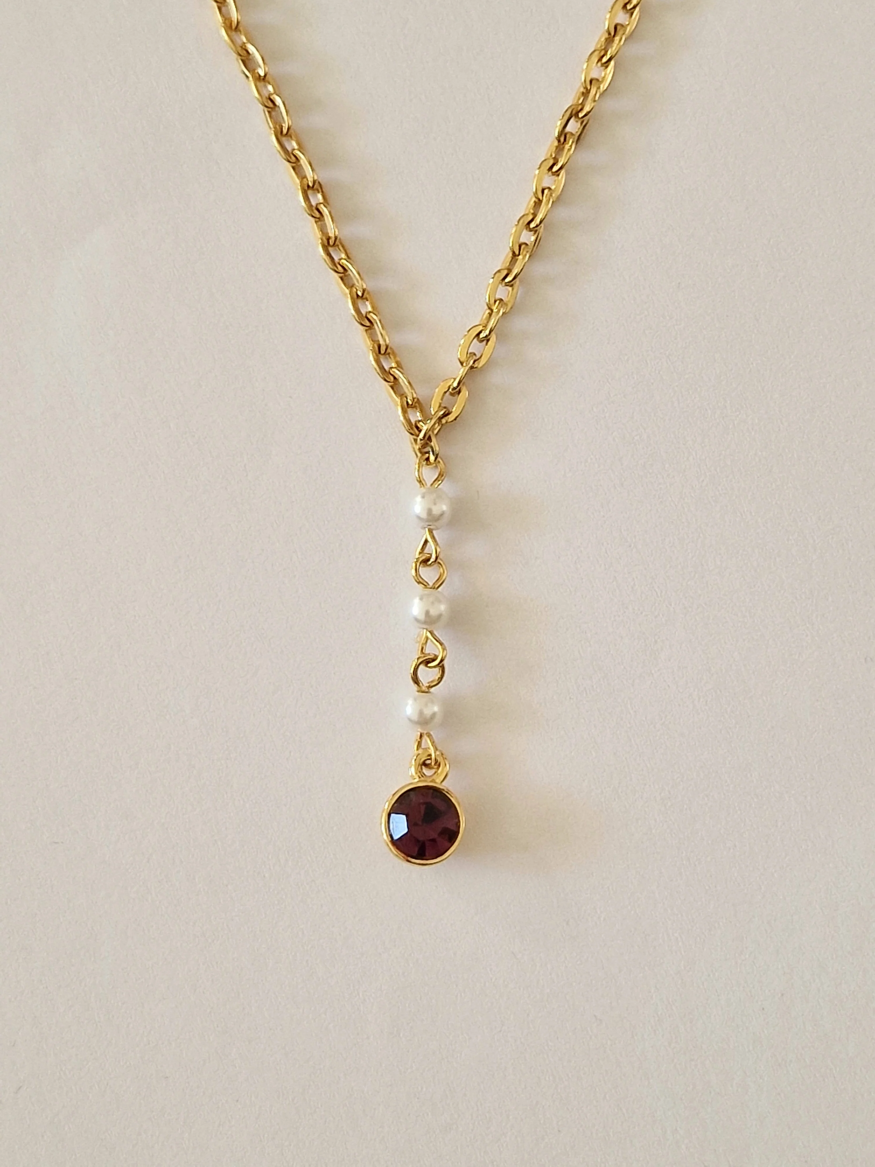 Vintage Gold Plated Purple Crystal Charm Necklace and Earring Set - Image 4