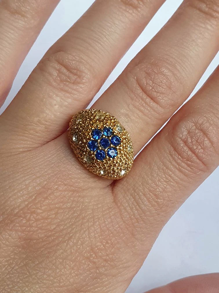 Vintage Gold Plated Crystal Chunky Ring - Image 6