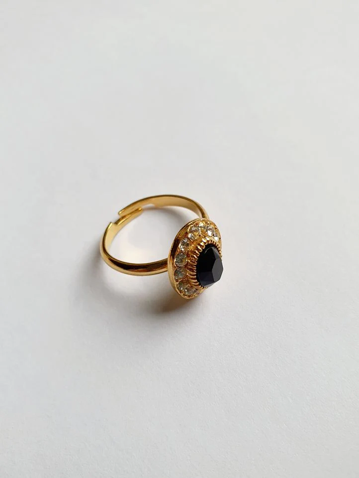 Vintage Gold Plated Crystal Cocktail Oval Ring - Image 10