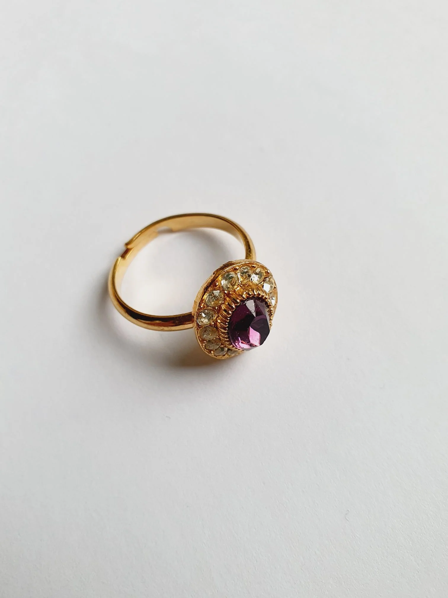 Vintage Gold Plated Crystal Cocktail Oval Ring - Image 6
