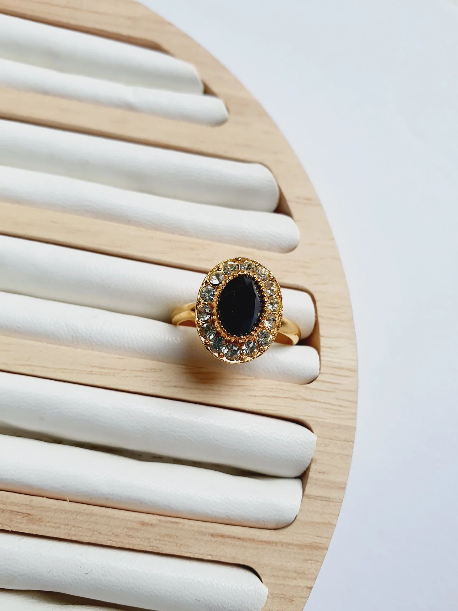 Vintage Gold Plated Crystal Cocktail Oval Ring - Image 8