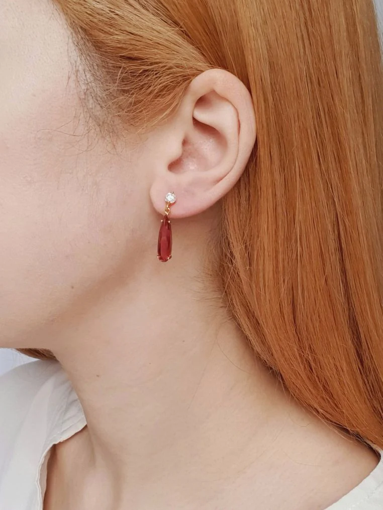 Vintage Gold Plated Crystal Drop Earrings - Image 2
