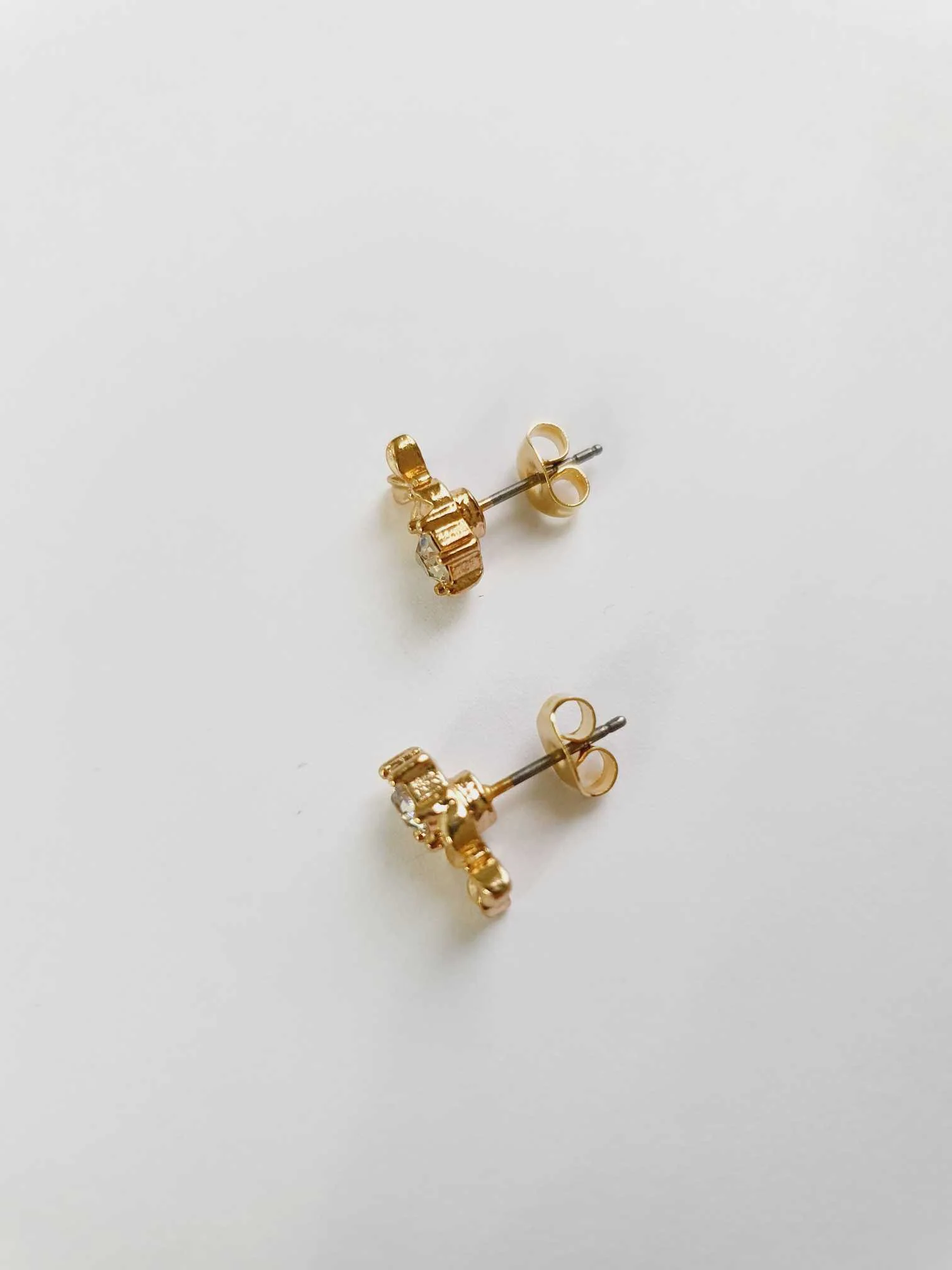 Vintage Gold Plated Crystal Stud Earrings - Image 4
