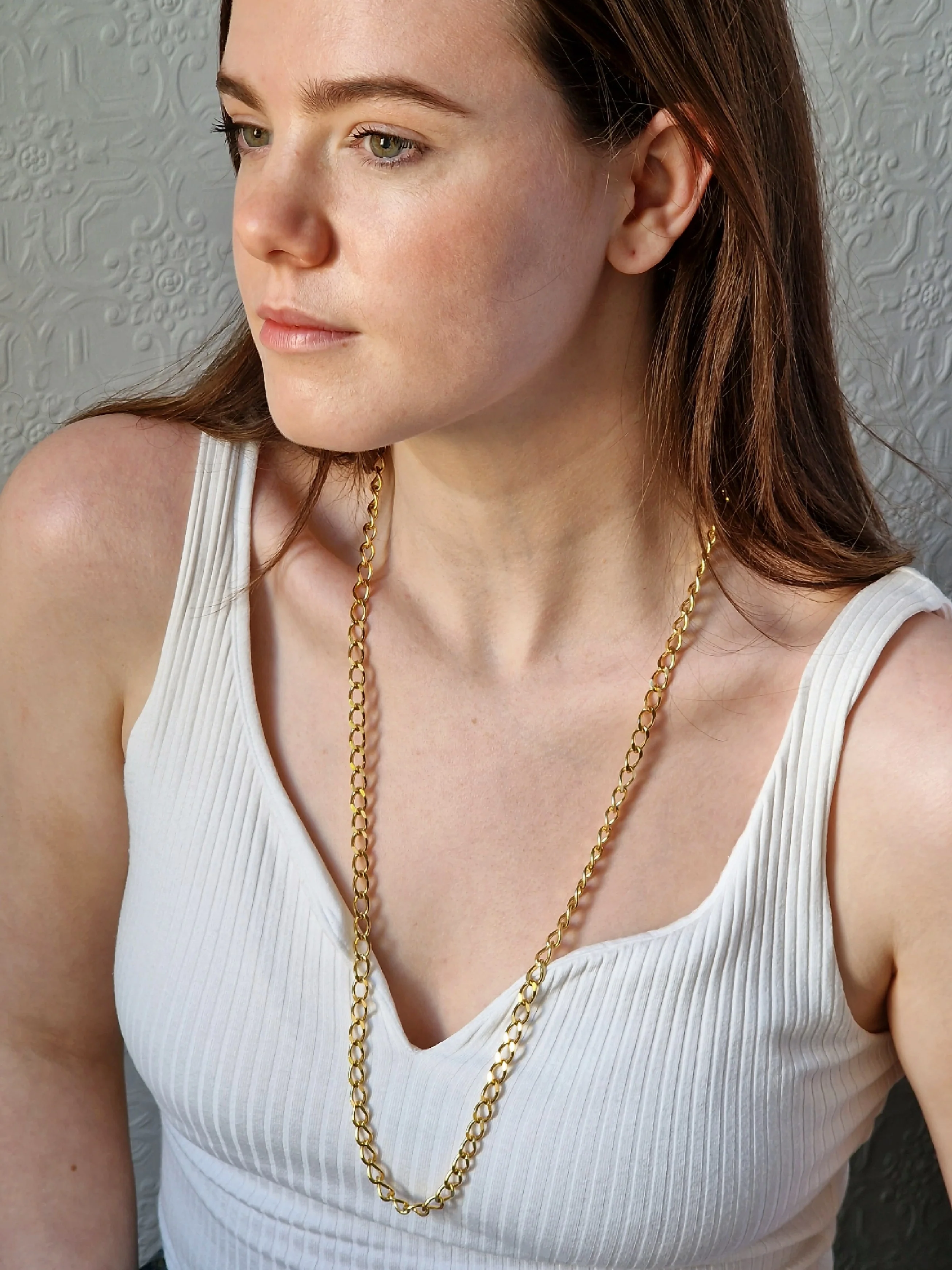Vintage Gold Plated Curb Chain Necklace - Image 4