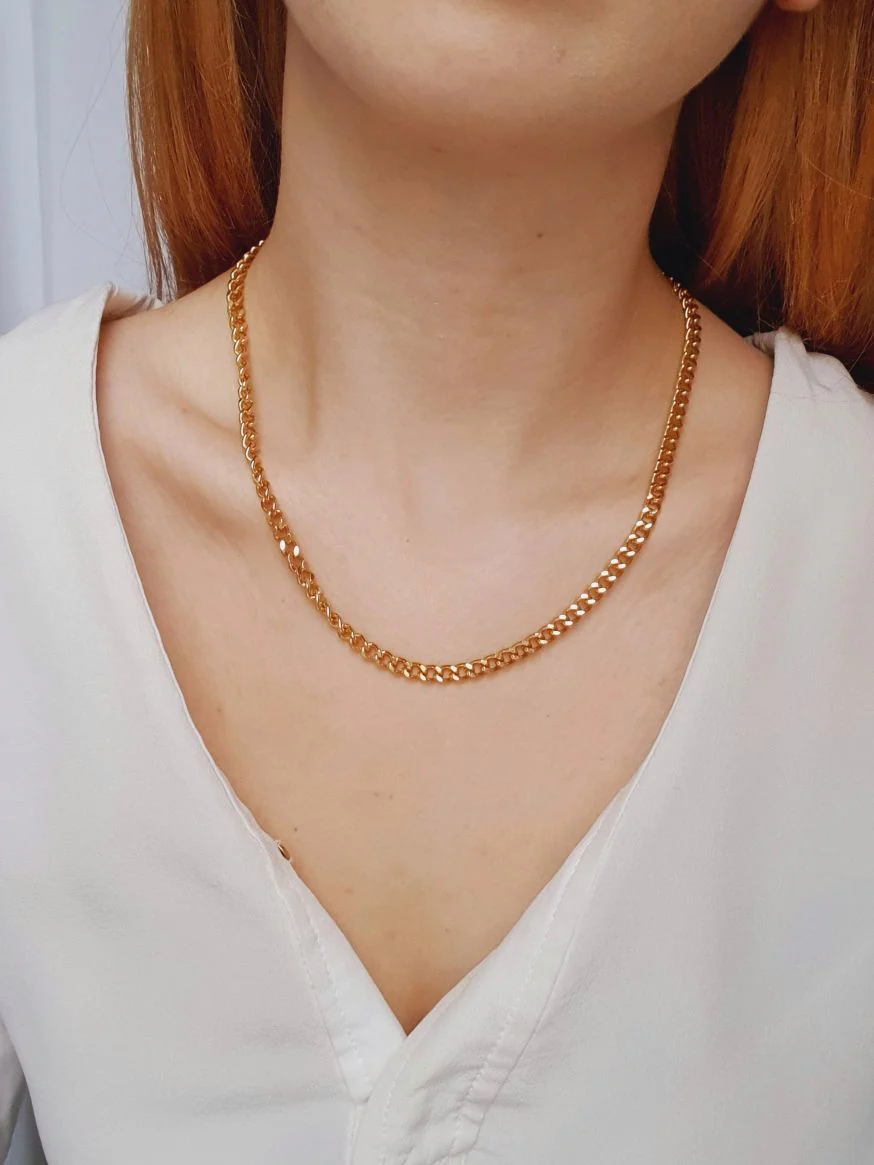 Vintage Gold Plated Curb Chain Necklace - Image 2