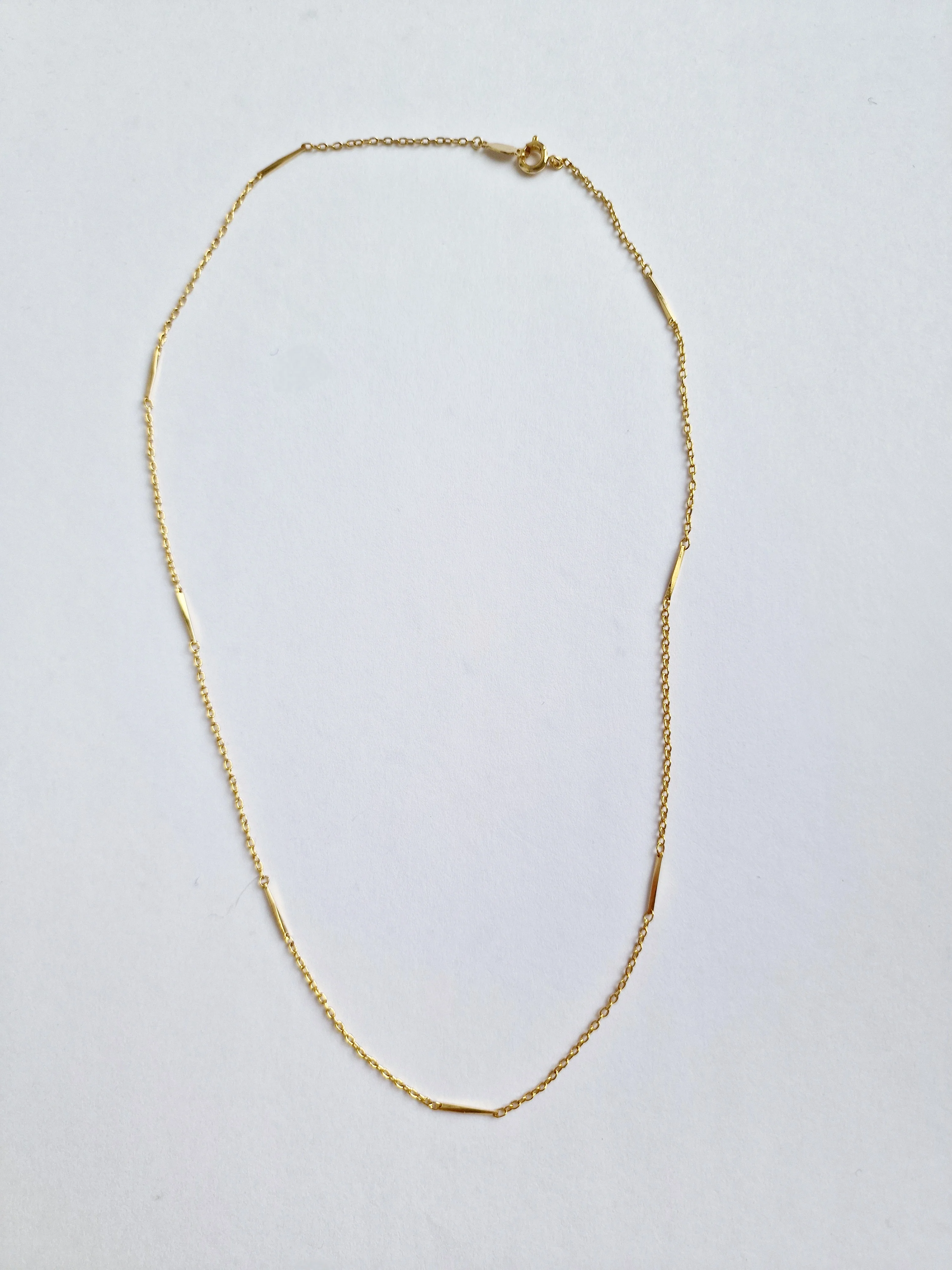 Vintage Gold Plated Dainty Chain Necklace with Bar Links - Image 3