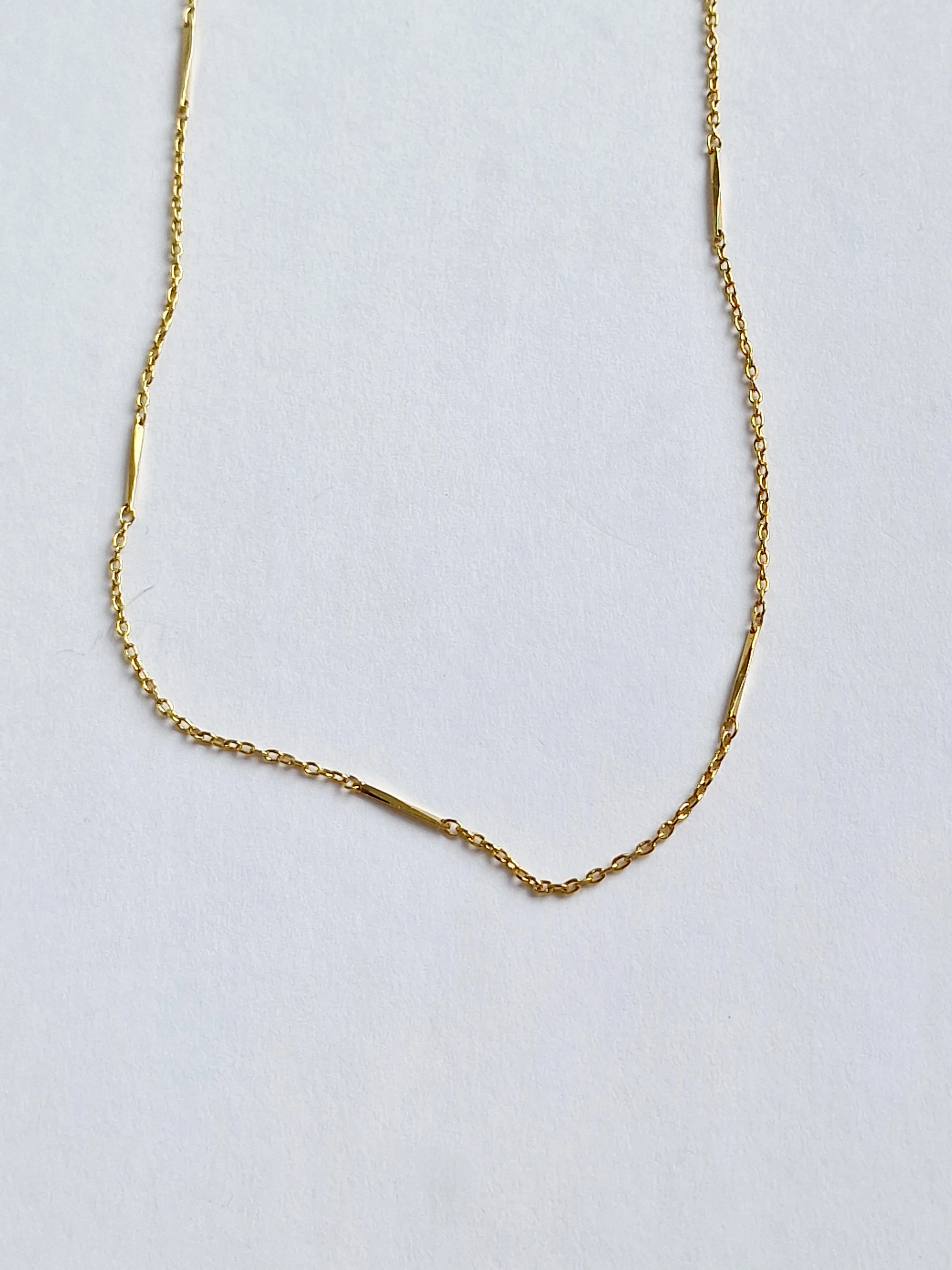 Vintage Gold Plated Dainty Chain Necklace with Bar Links - Image 6