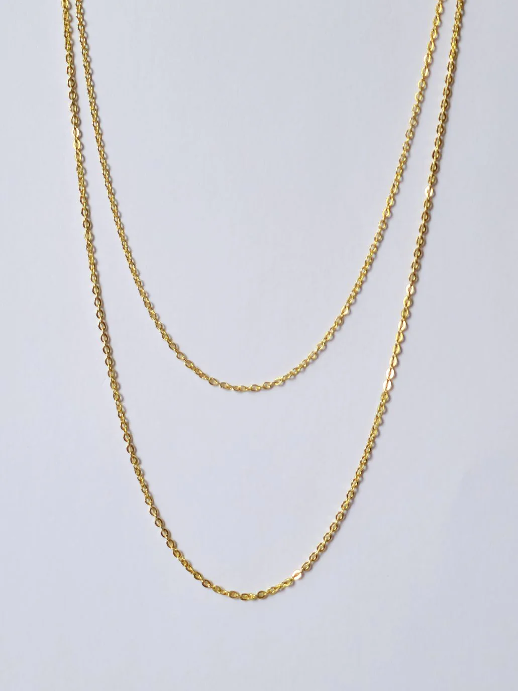 Vintage Gold Plated Dainty Layered Cable Chain Necklace