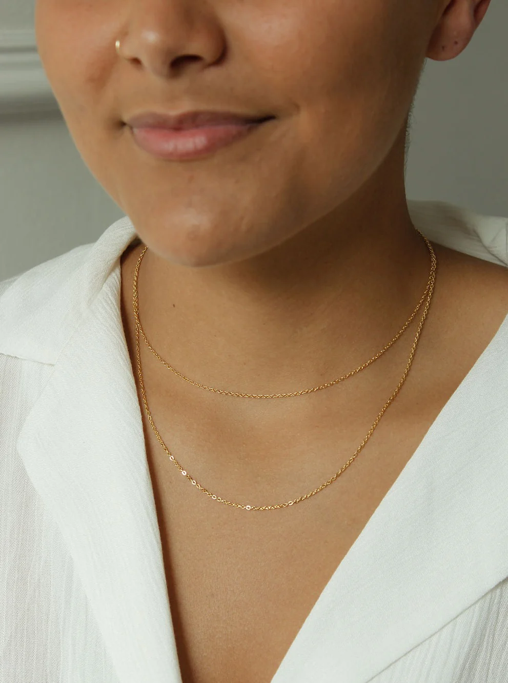 Vintage Gold Plated Dainty Layered Cable Chain Necklace - Image 2