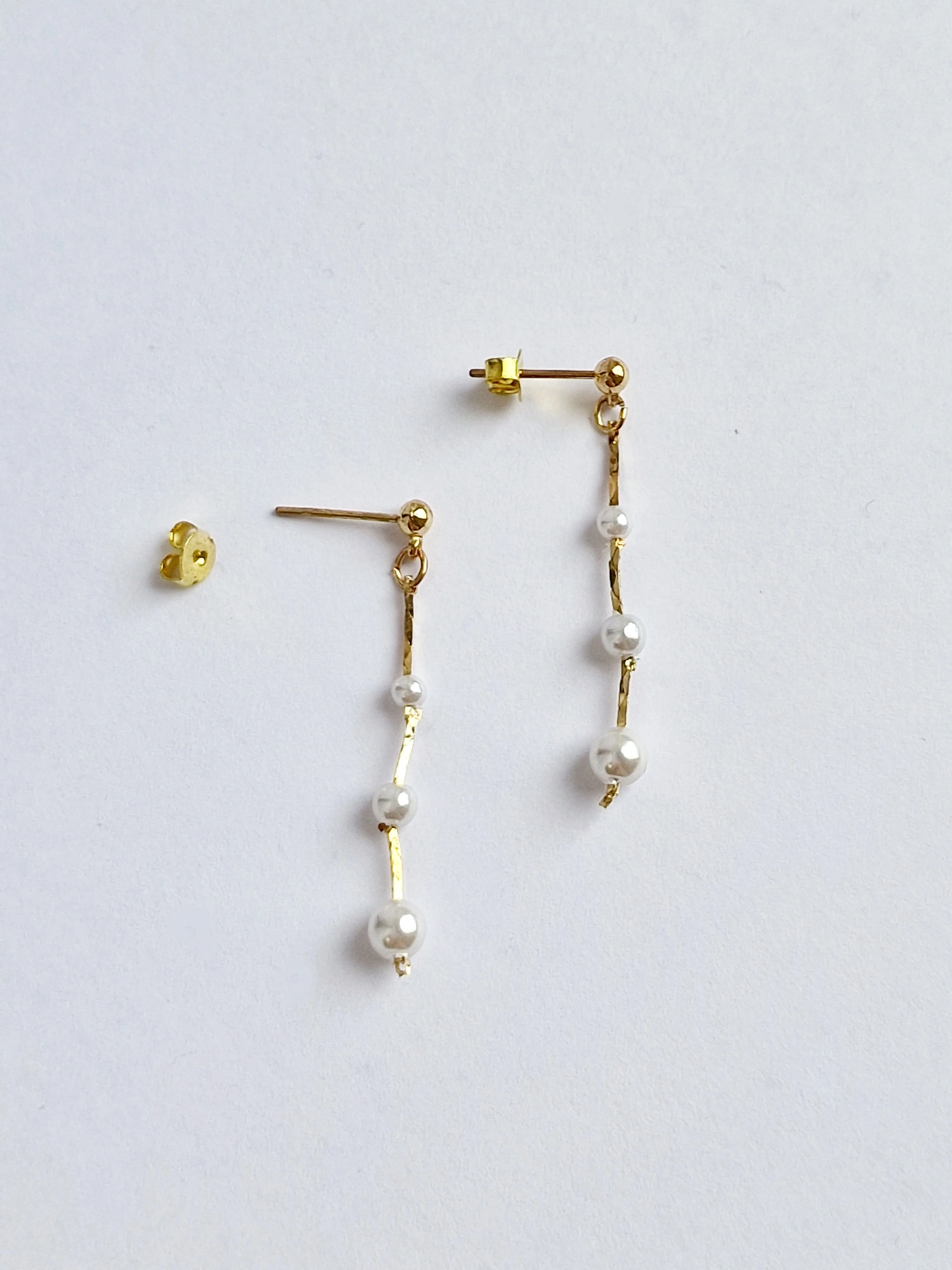 Vintage Gold Plated Drop Pearl Earrings - Image 3