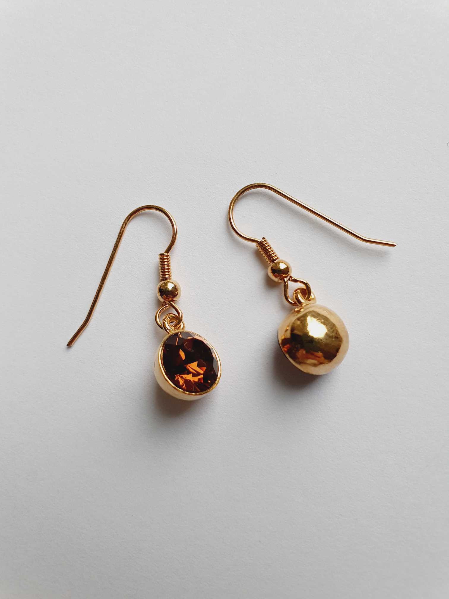 Vintage Gold Plated Drop Earrings with Copper Crystal - Image 5