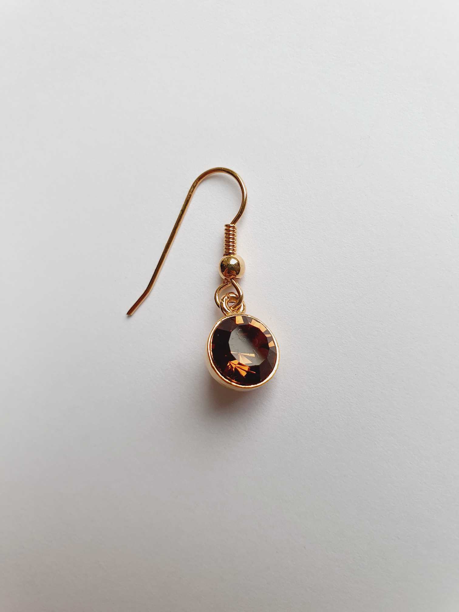 Vintage Gold Plated Drop Earrings with Copper Crystal - Image 6