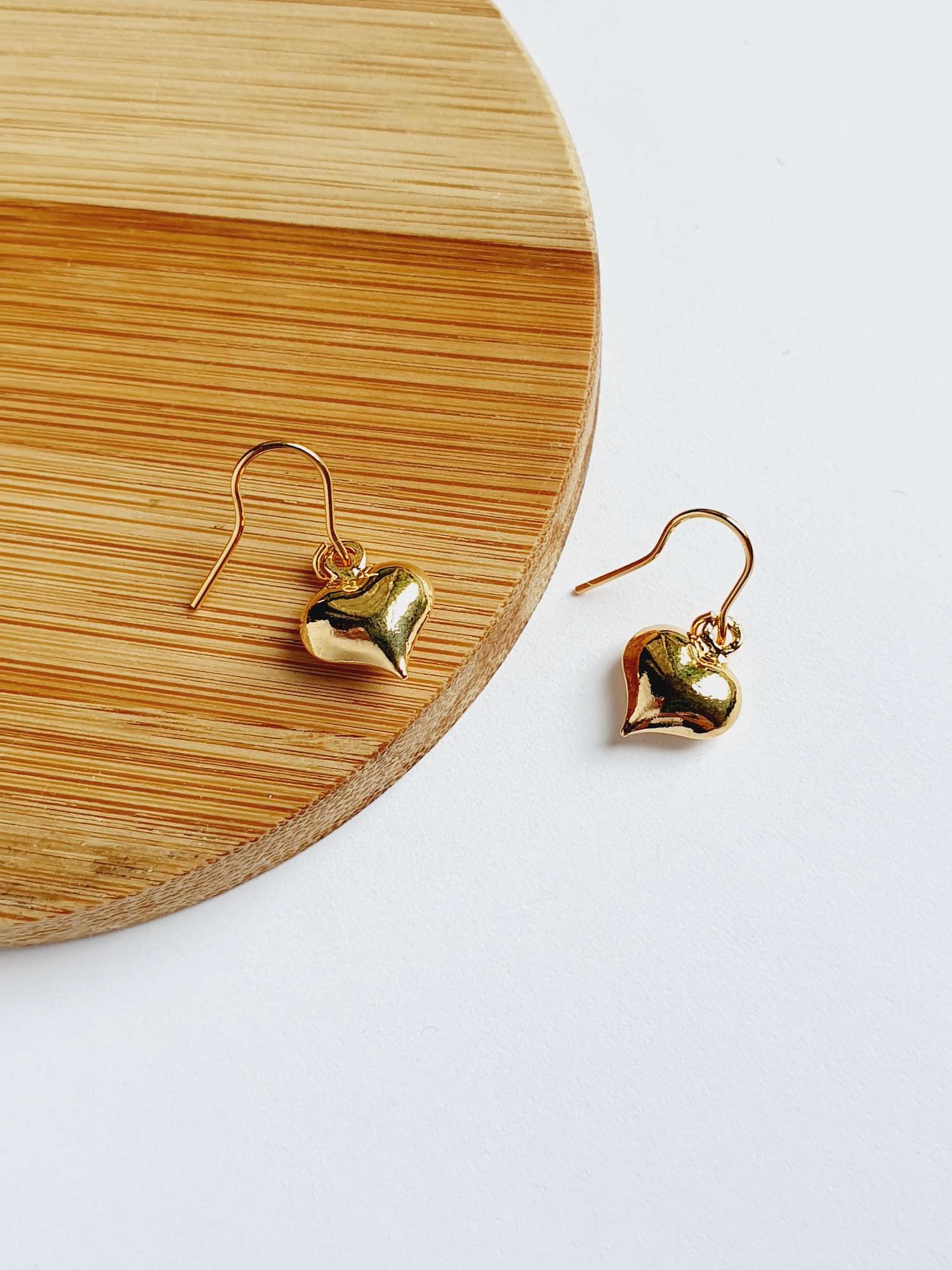 Vintage Gold Plated Drop Earrings with Heart Charm - Image 4
