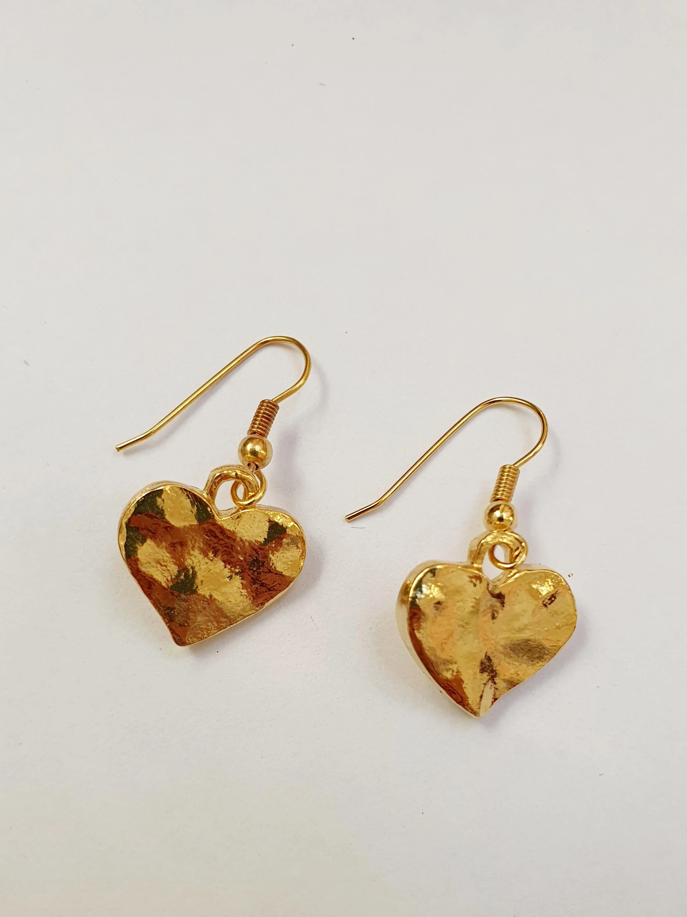 Vintage Gold Plated Drop Heart Earrings