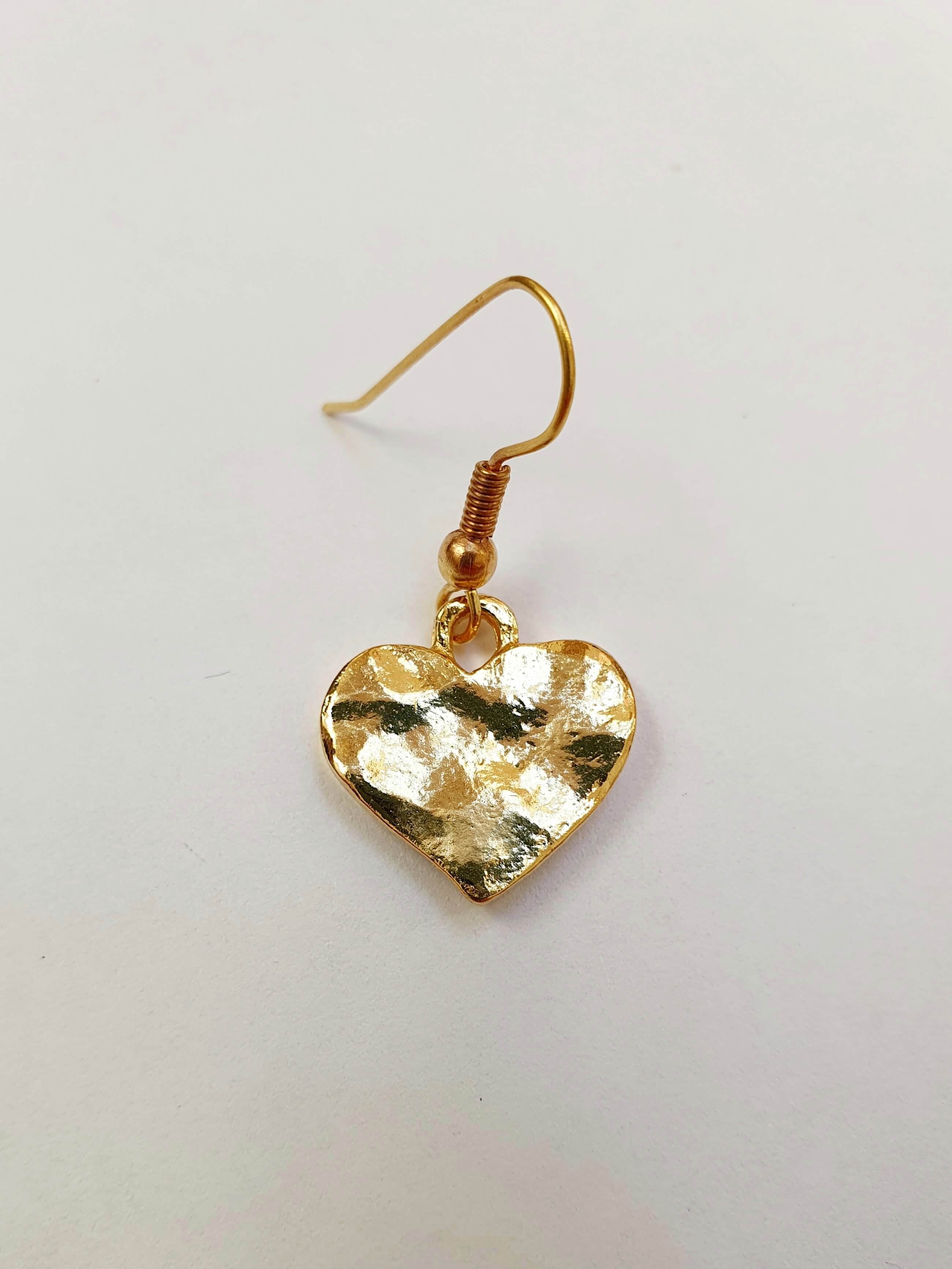 Vintage Gold Plated Drop Heart Earrings - Image 3