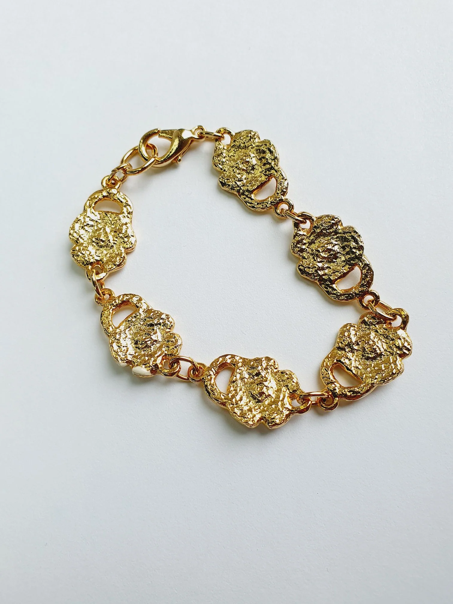 Vintage Gold Plated & Enamel Flower Bracelet - Image 6