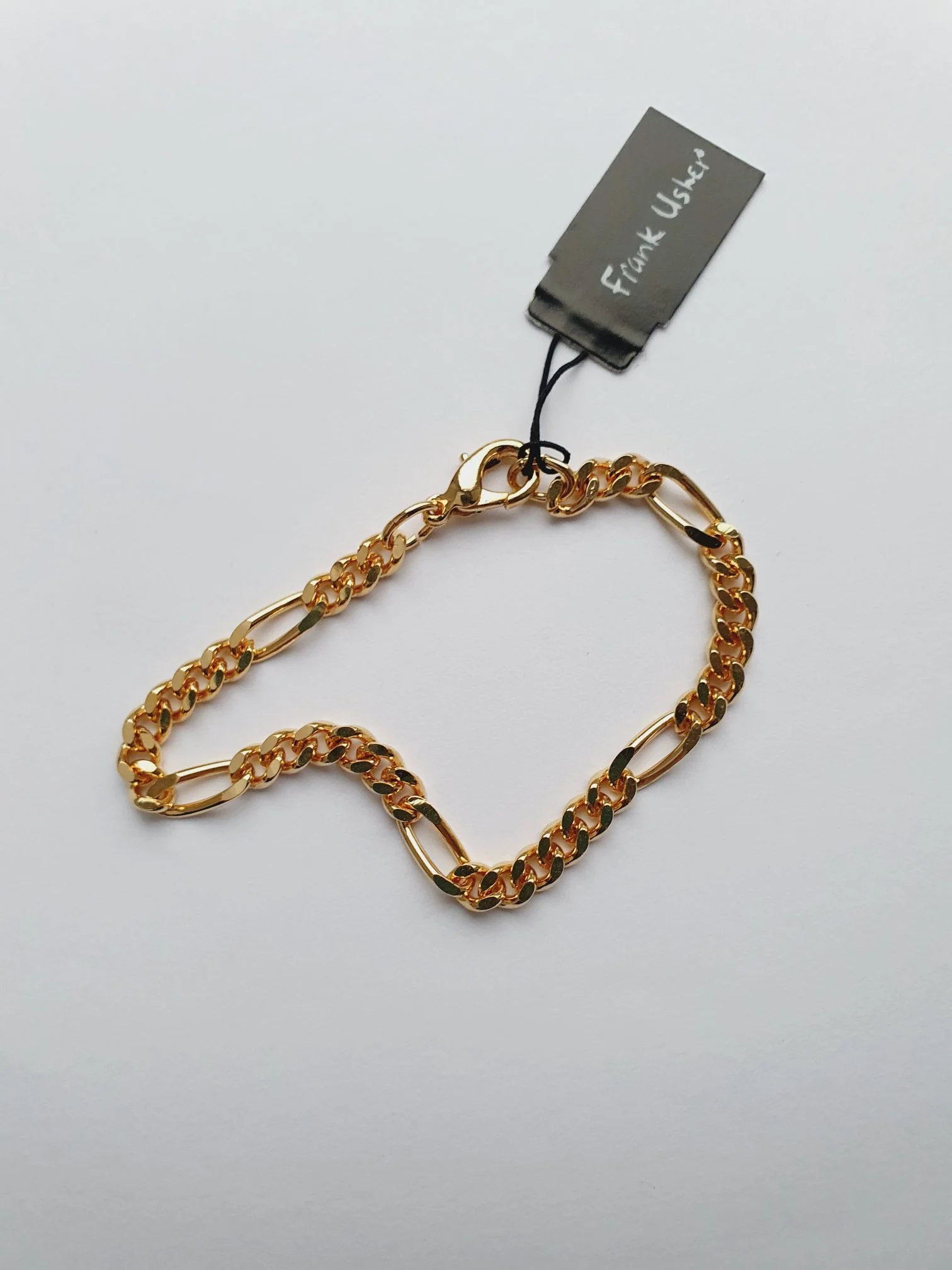 Vintage Gold Plated Figaro Chain Bracelet by Frank Usher - Image 3