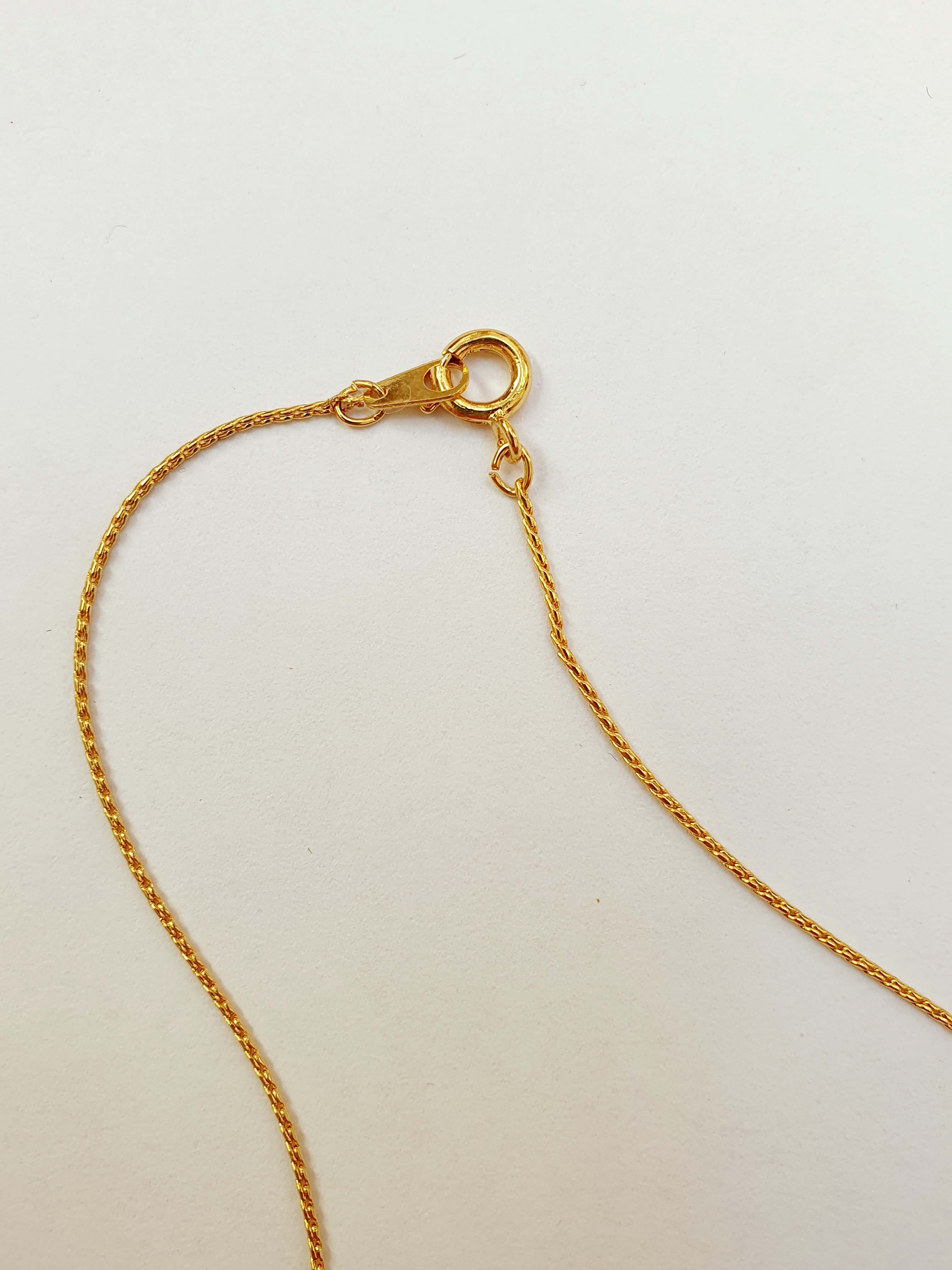 Vintage Gold Plated Fine Chain Necklace with Beads - Grey - Image 6