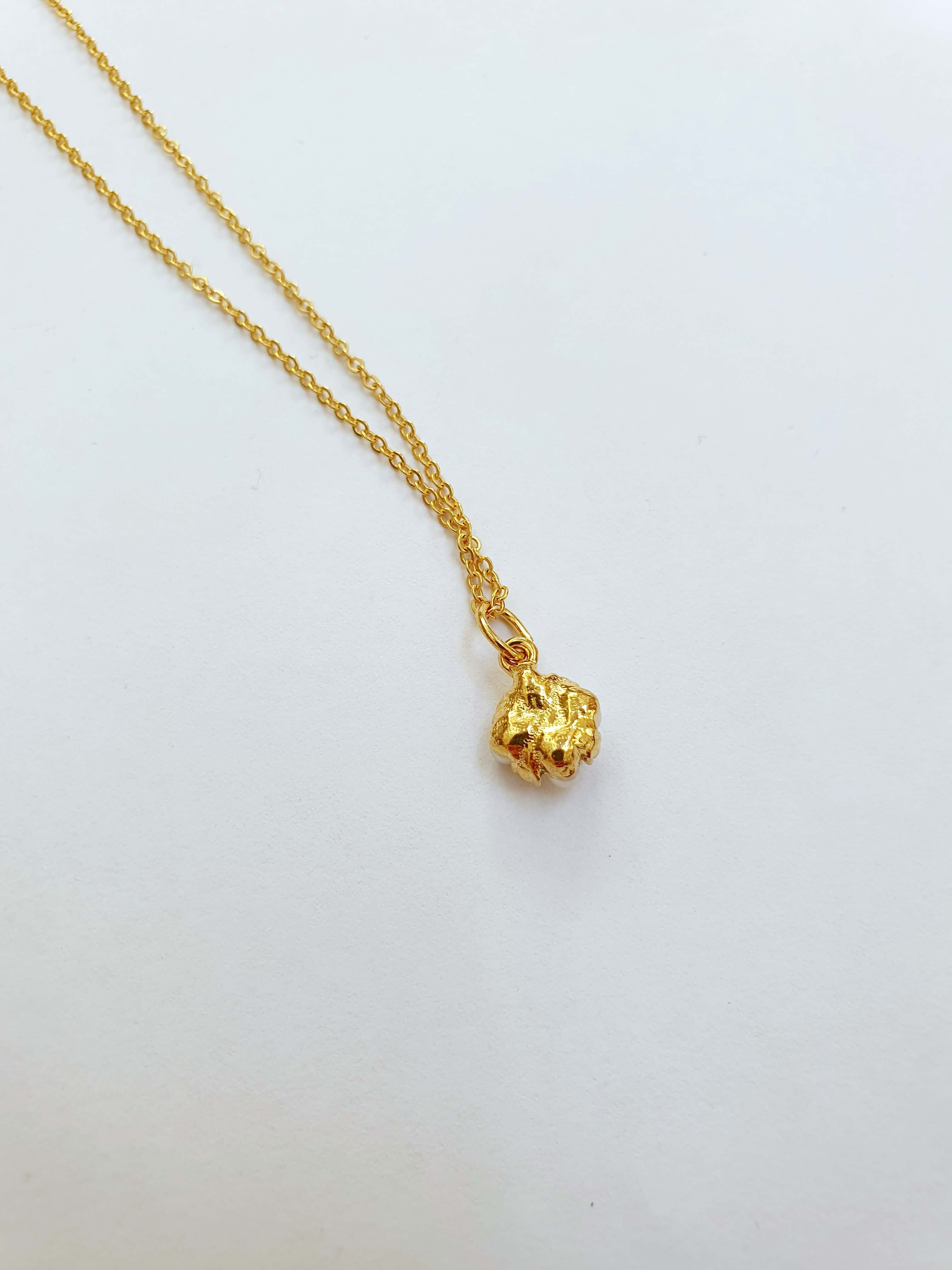Vintage Gold Plated Fine Chain Necklace with Pearl & Crystal Charm - Image 6