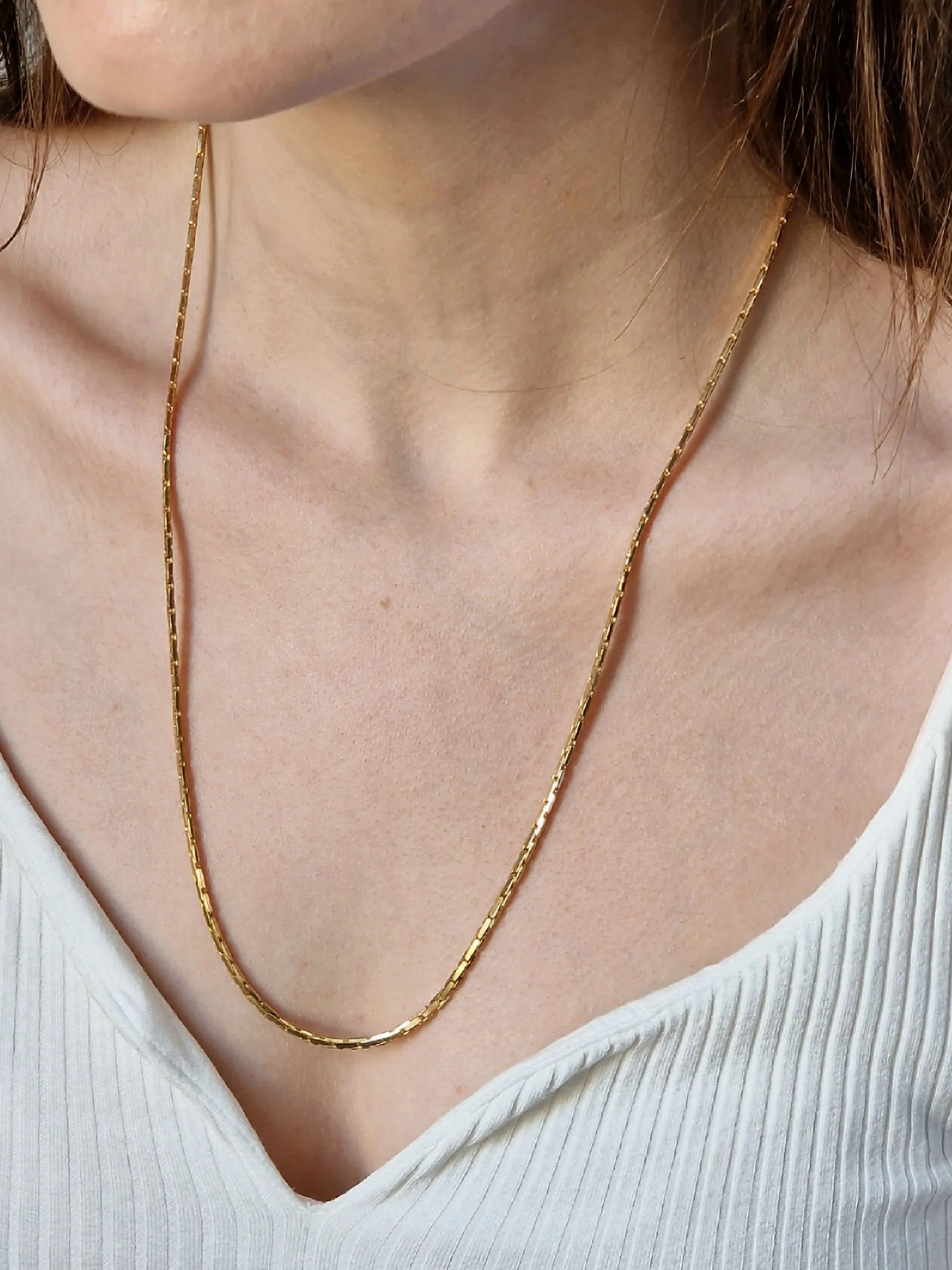 Vintage Gold Plated Flat Chain Necklace - Image 4