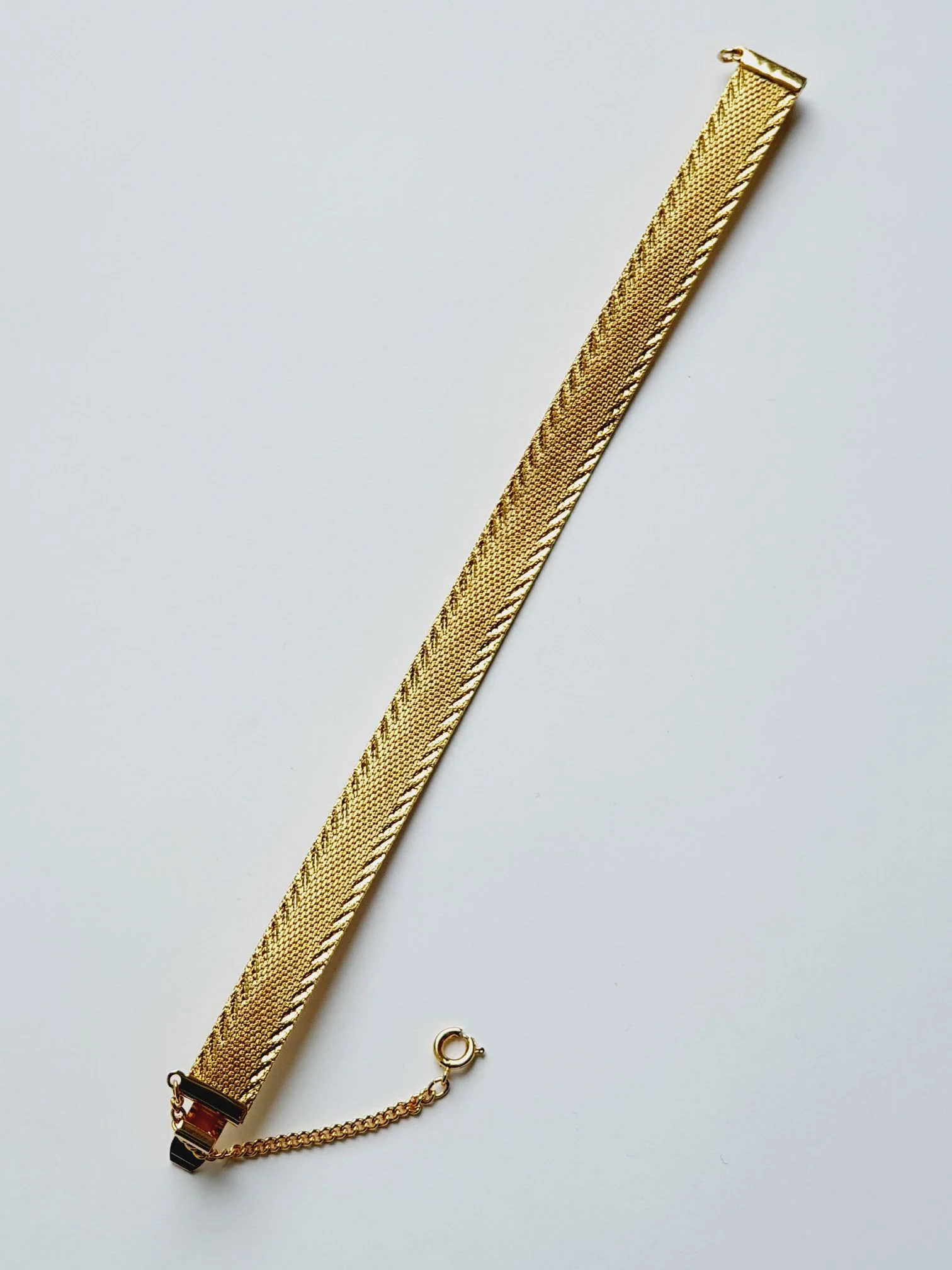 Vintage Gold Plated Flat Mesh Bracelet - Image 6
