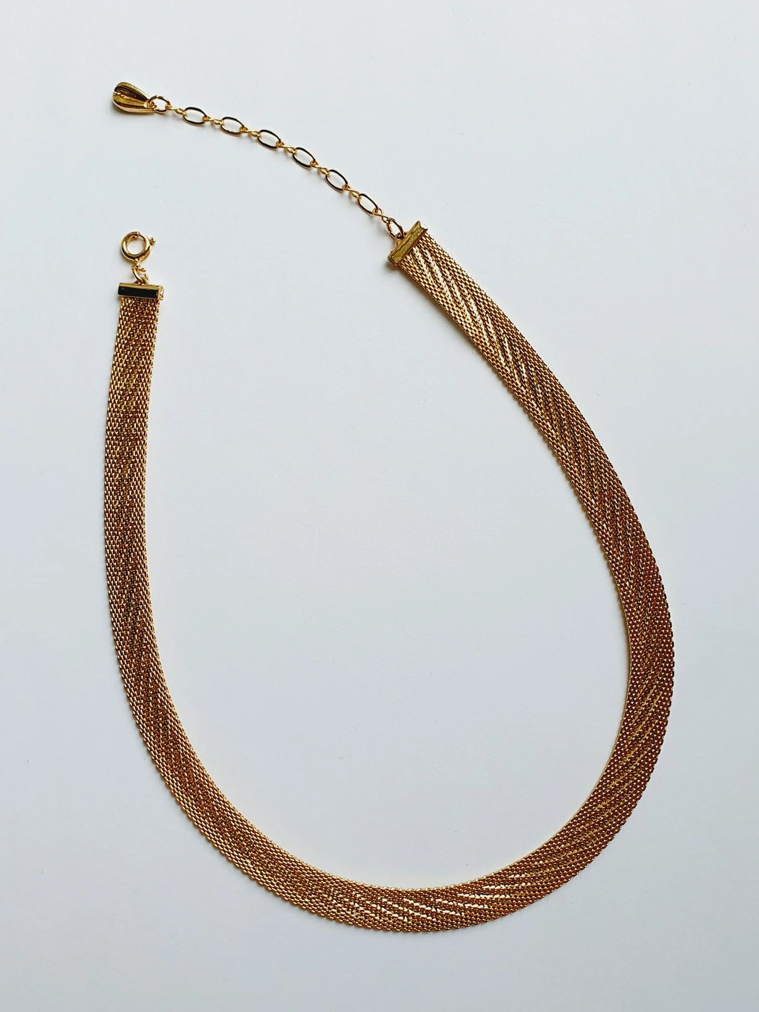 Vintage Gold Plated Flat Mesh Chain Necklace - Image 4